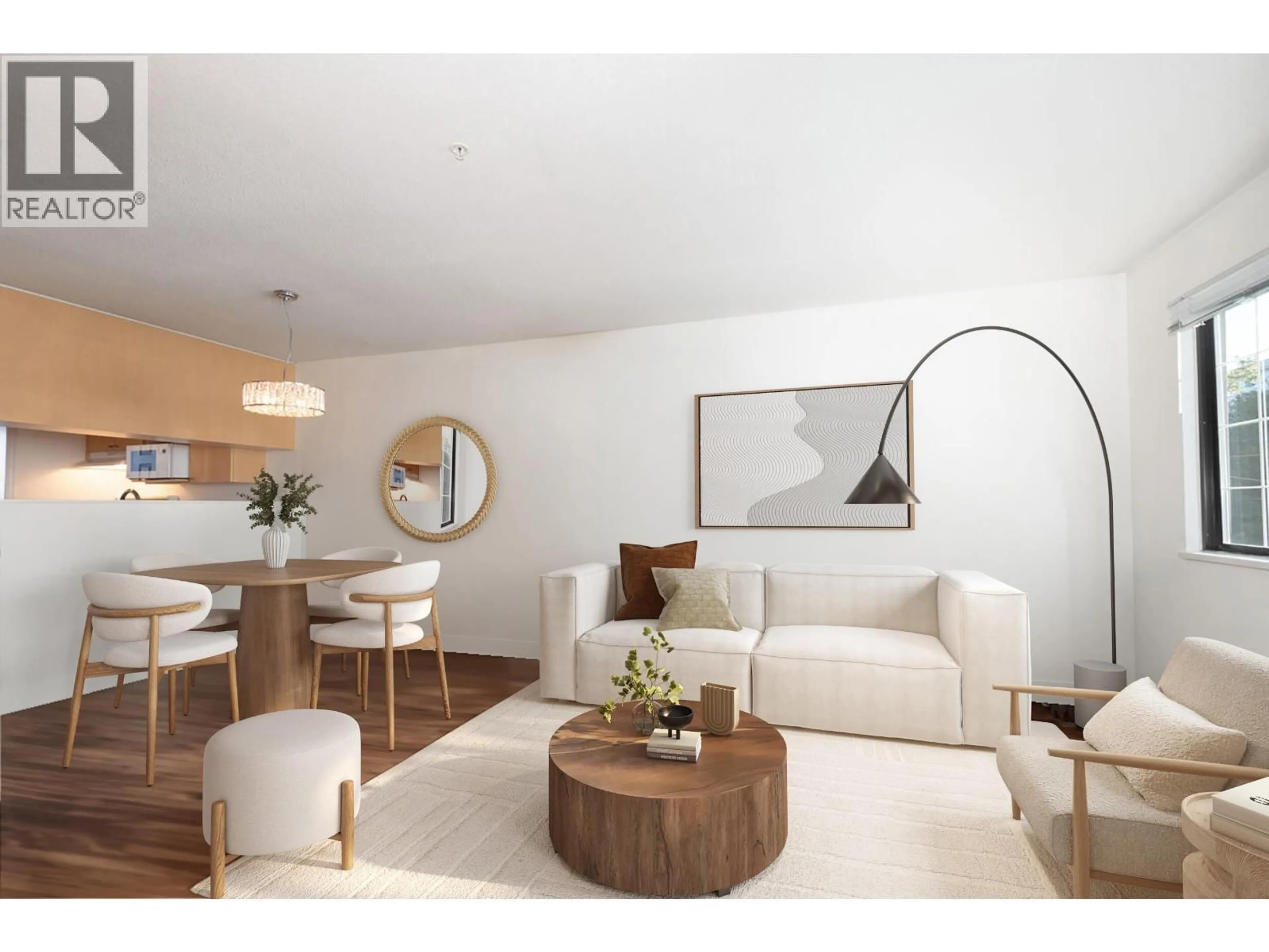 Living room with furniture, wood/laminate floor for 203 - 3368 MAIN STREET, Vancouver British Columbia V5V3M7