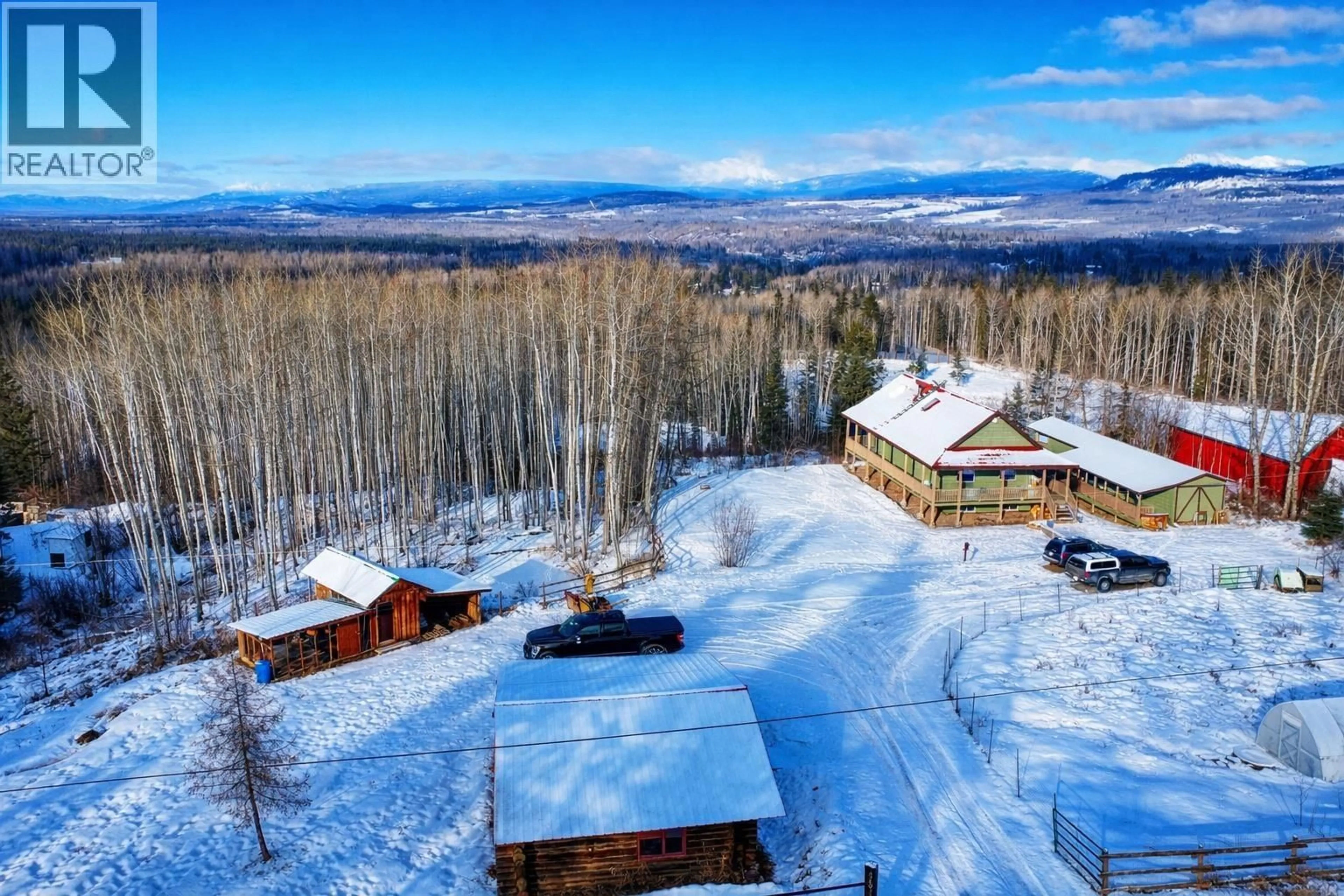 A pic from outside/outdoor area/front of a property/back of a property/a pic from drone, mountain view for 4960 MORRIS ROAD, Telkwa British Columbia V0J2X3
