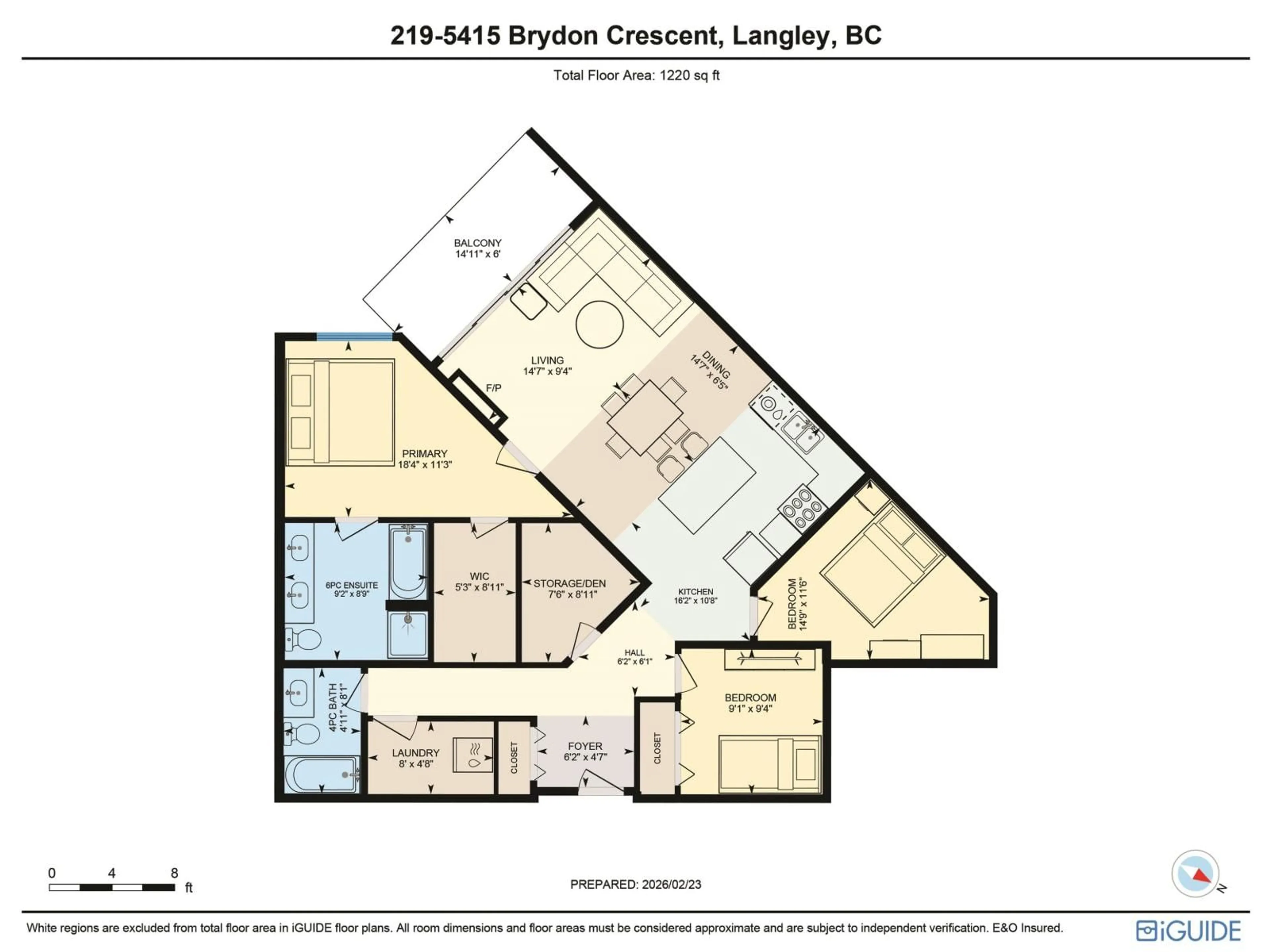 Floor plan for 219 - 5415 BRYDON CRESCENT, Langley British Columbia V3A0N4