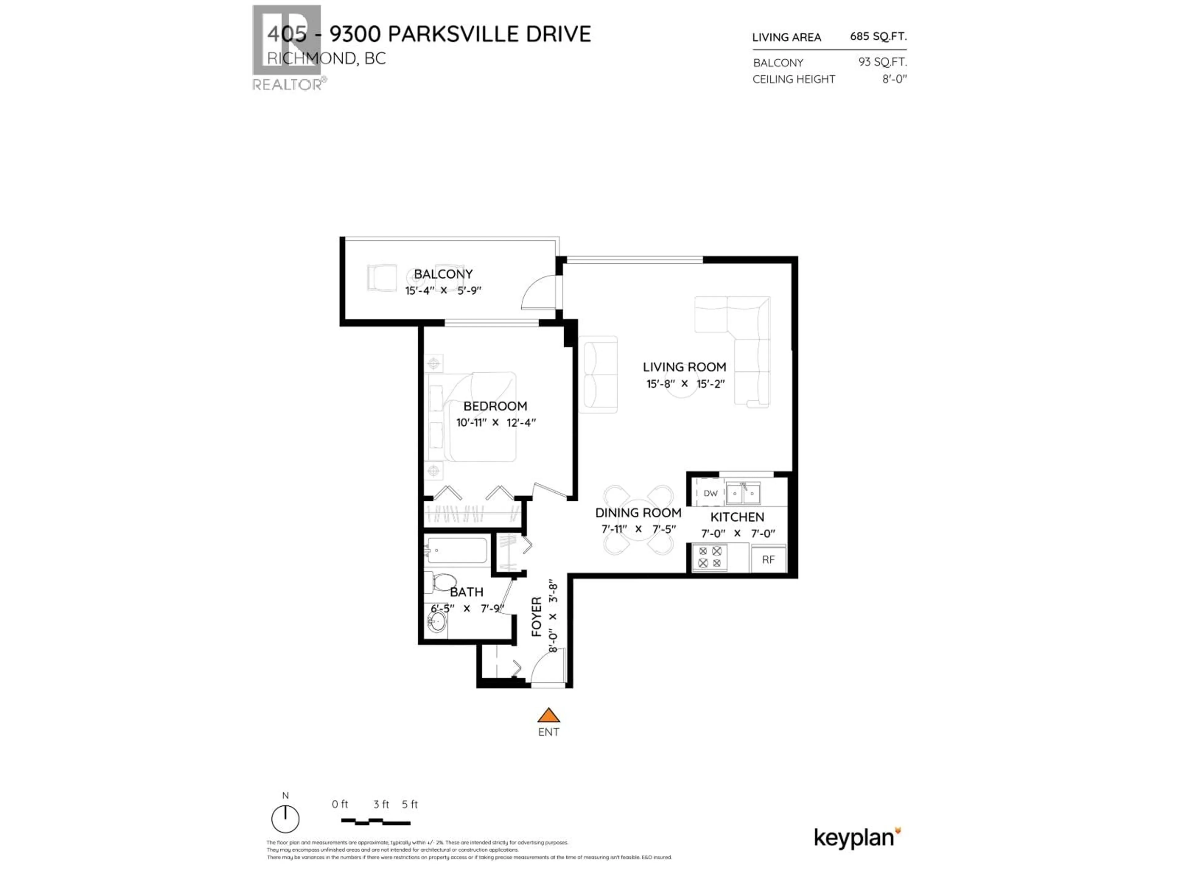 Floor plan for 405 - 9300 PARKSVILLE DRIVE, Richmond British Columbia V7E4W3