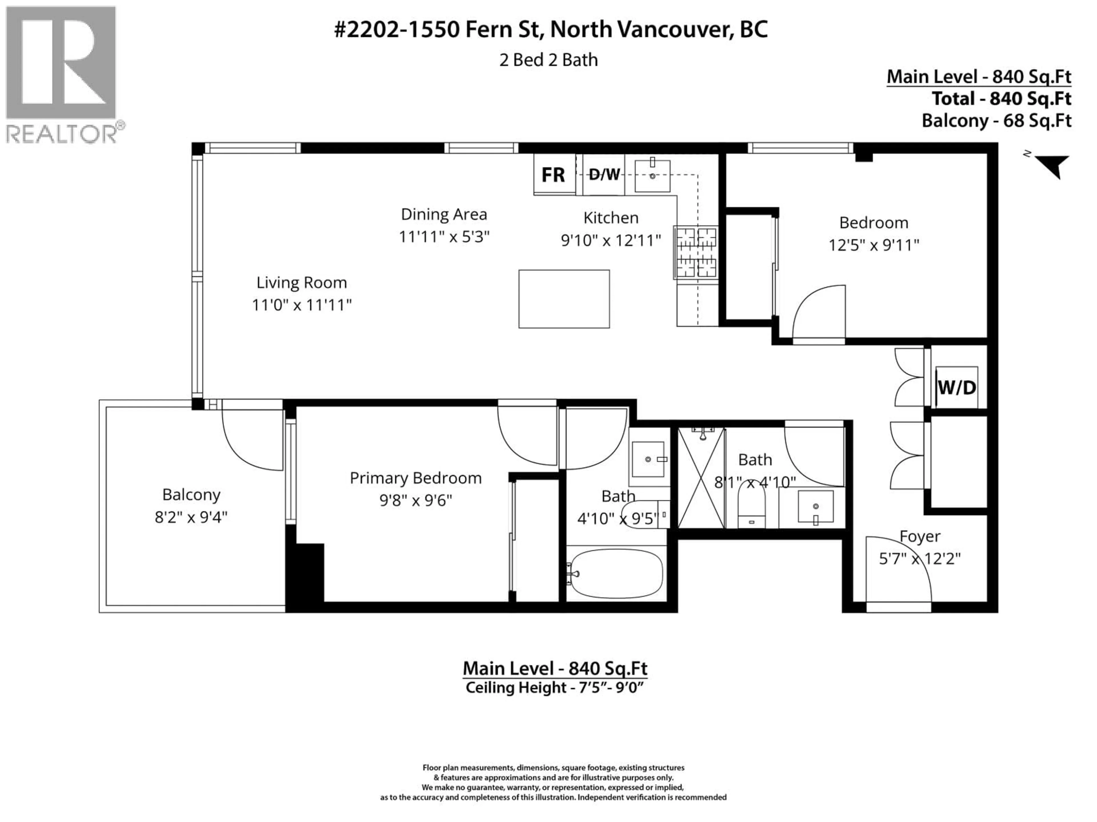 Floor plan for 2202 - 1550 FERN STREET, North Vancouver British Columbia V7J0A9