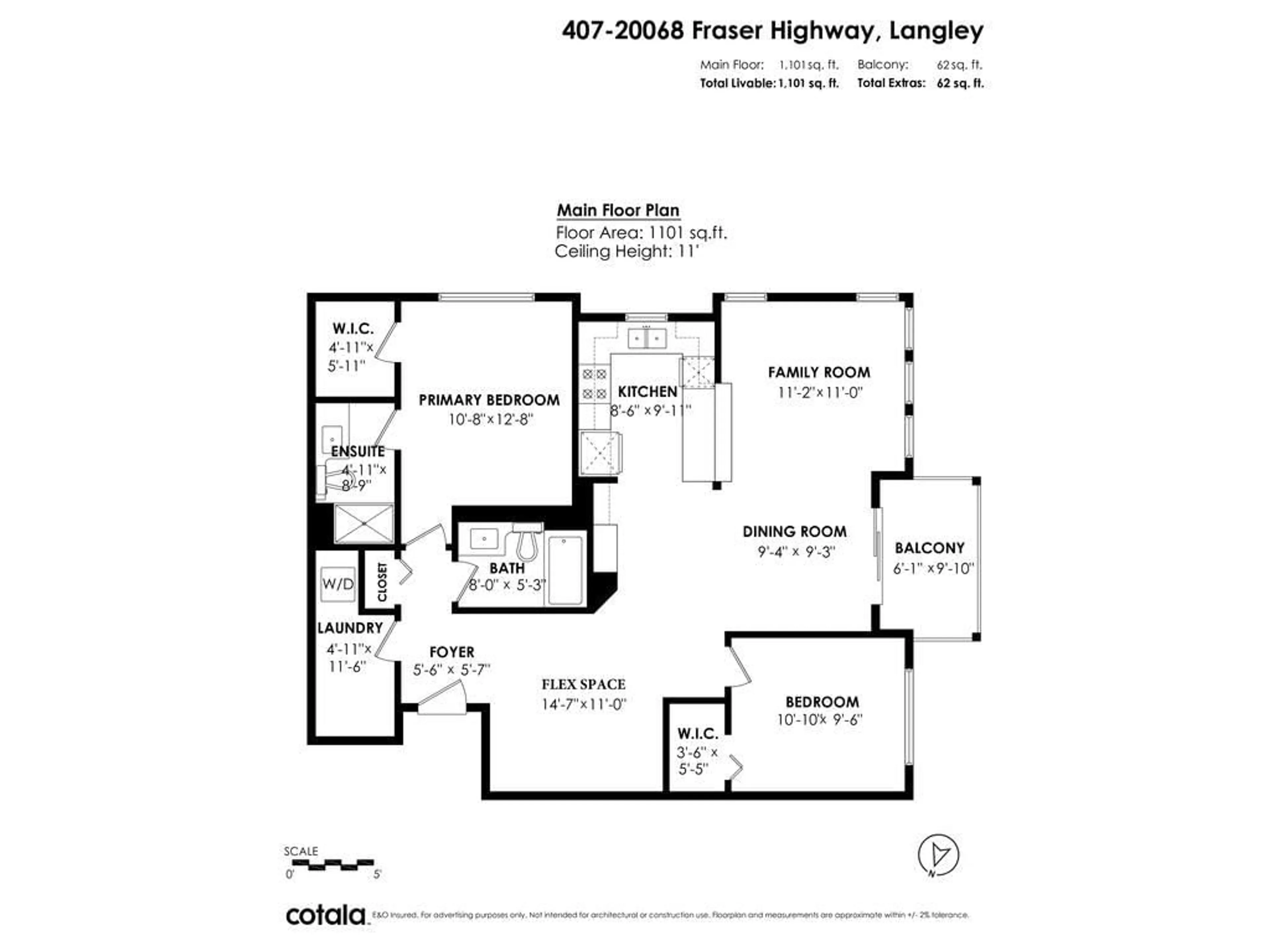 Floor plan for 407 - 20068 FRASER HIGHWAY, Langley British Columbia V3A0H2