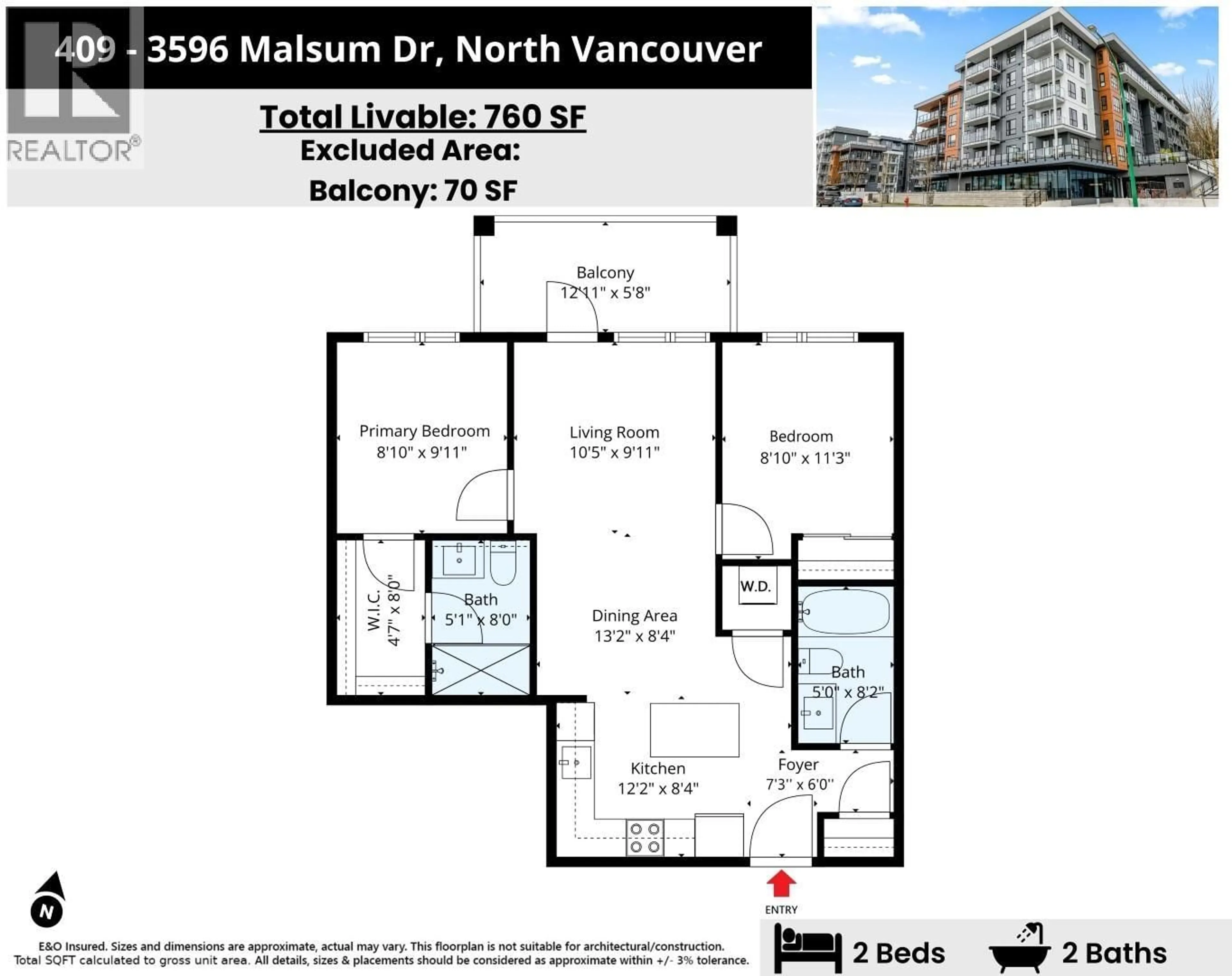 Floor plan for 409 - 3596 MALSUM DRIVE, North Vancouver British Columbia V7G0B5