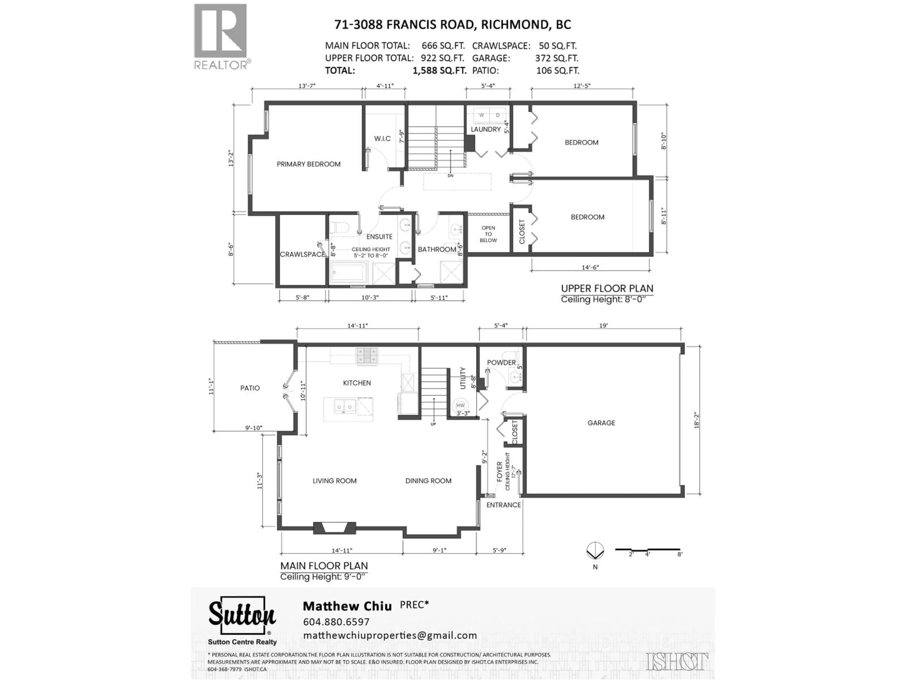 Floor plan for 71 - 3088 FRANCIS ROAD, Richmond British Columbia V7C5V9