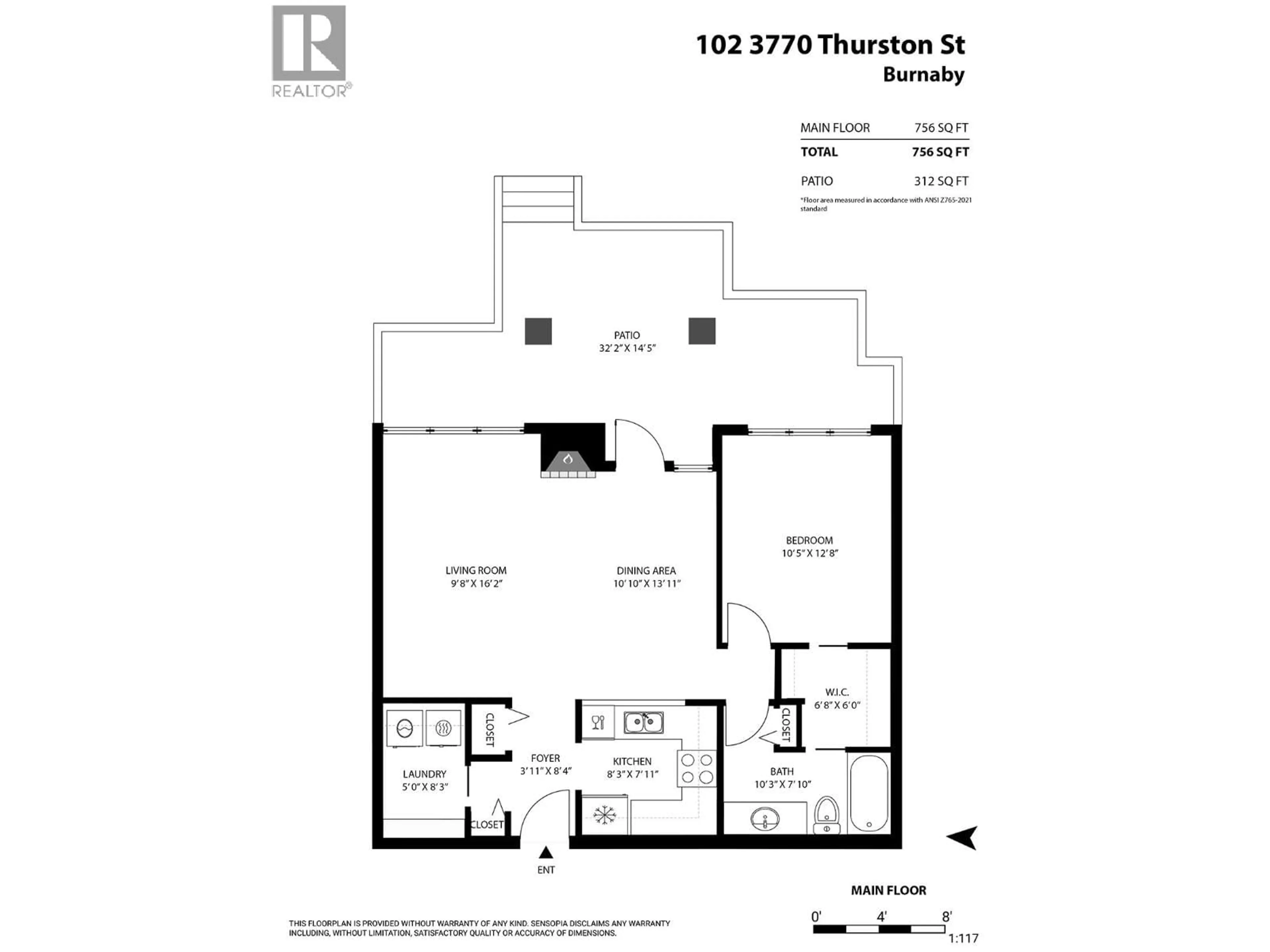 Floor plan for 102 - 3770 THURSTON STREET, Burnaby British Columbia V5H1H7