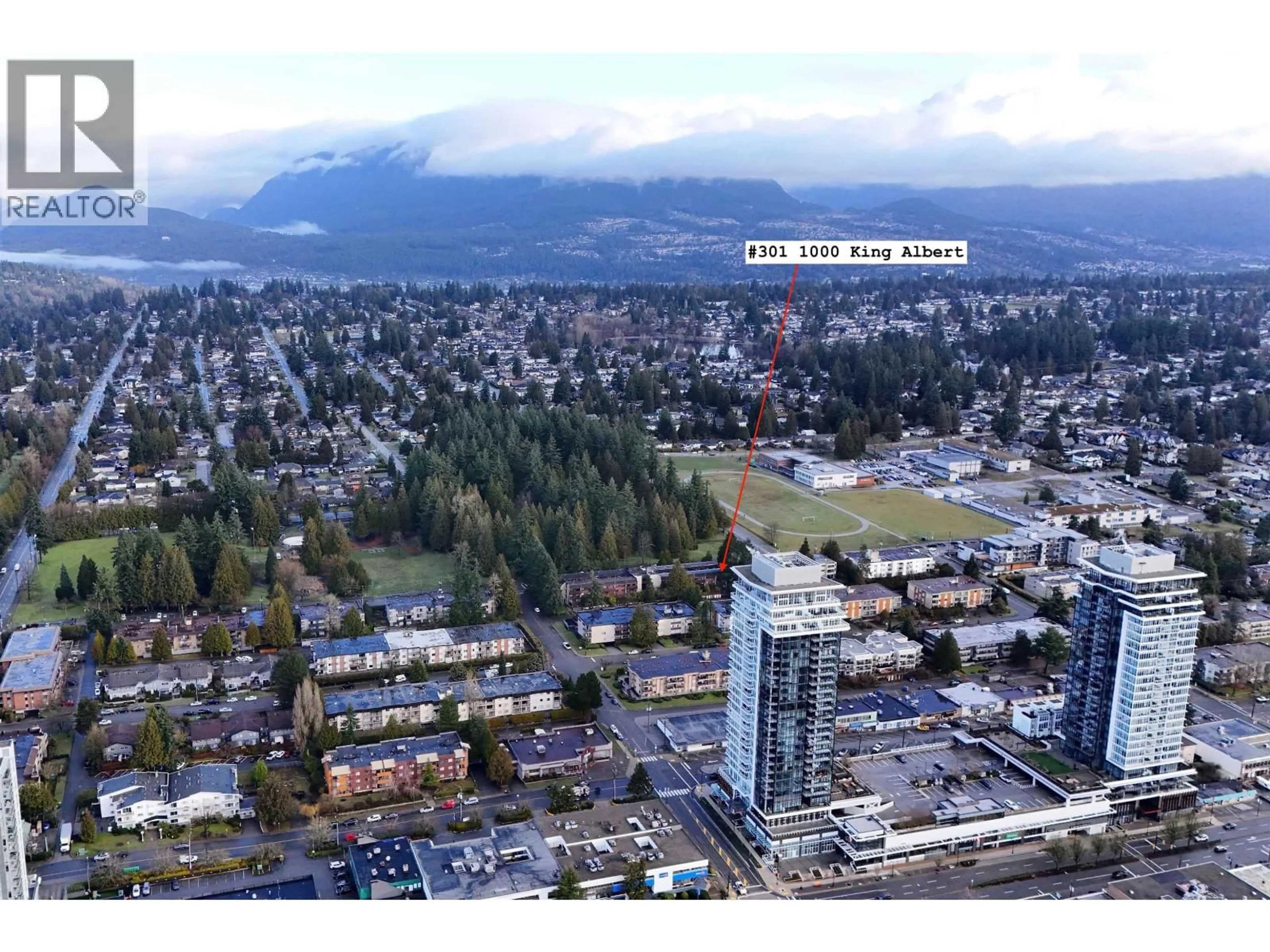 A pic from outside/outdoor area/front of a property/back of a property/a pic from drone, mountain view for 301 - 1000 KING ALBERT AVENUE, Coquitlam British Columbia V3J7A3