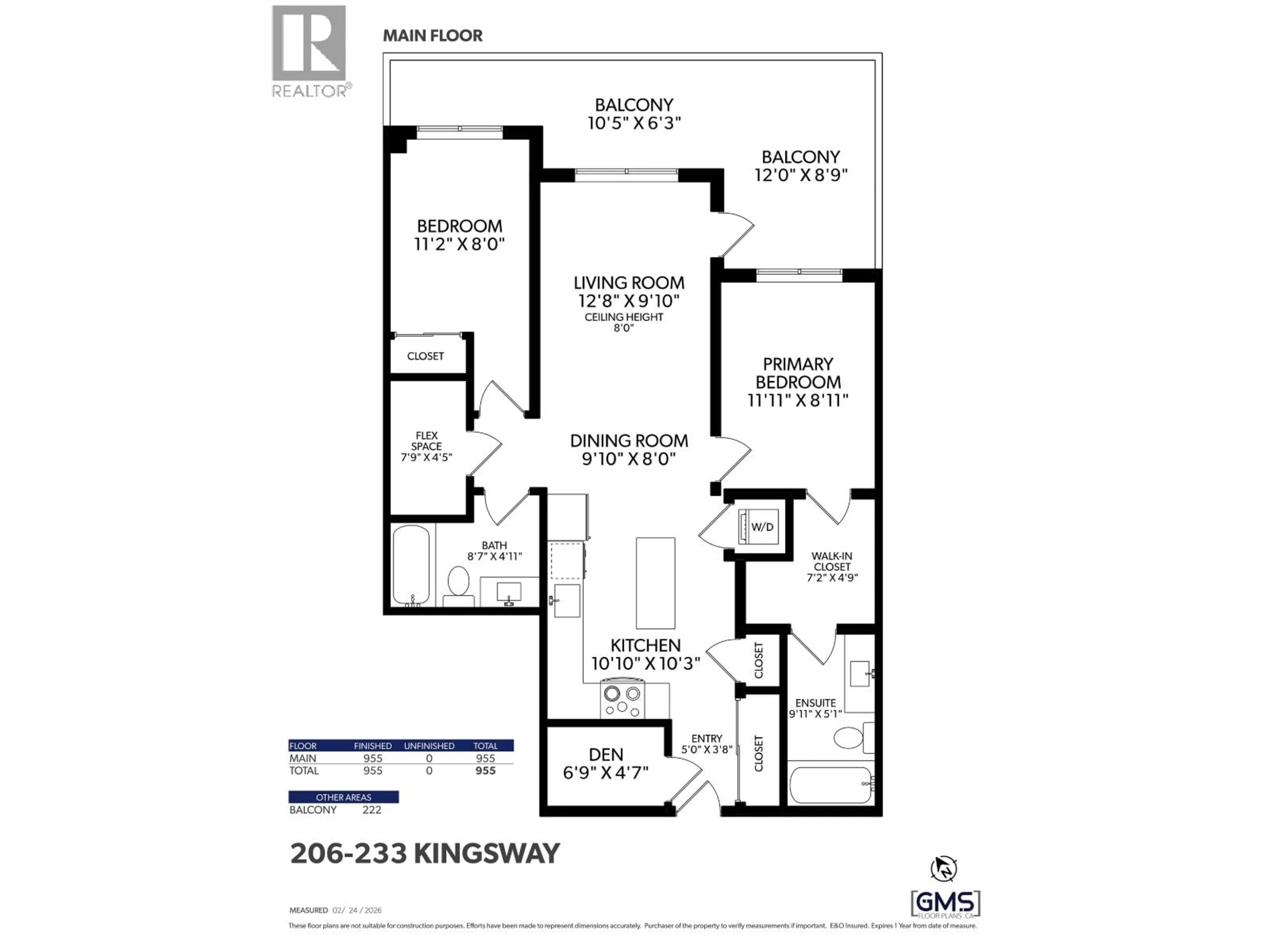 Floor plan for 206 - 233 KINGSWAY, Vancouver British Columbia V5T3J5