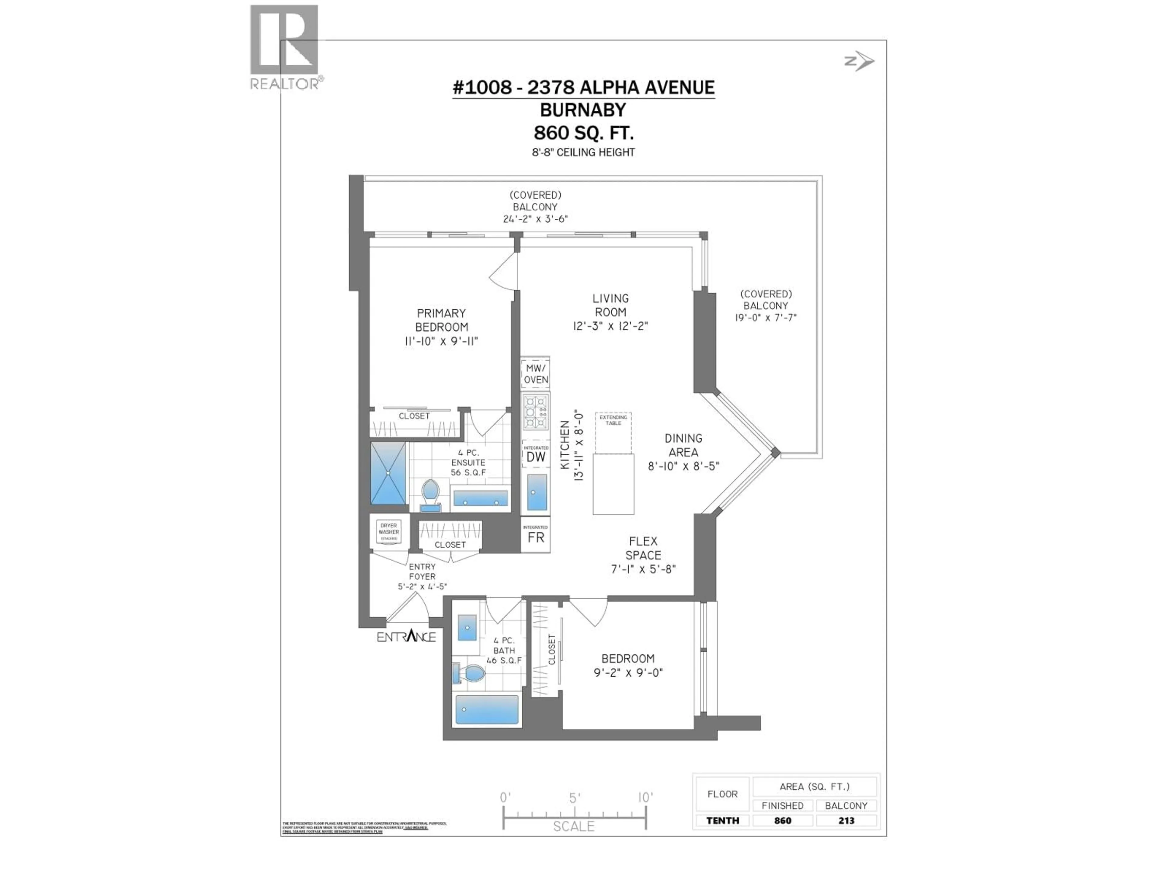 Floor plan for 1008 - 2378 ALPHA AVENUE, Burnaby British Columbia V5C0K2