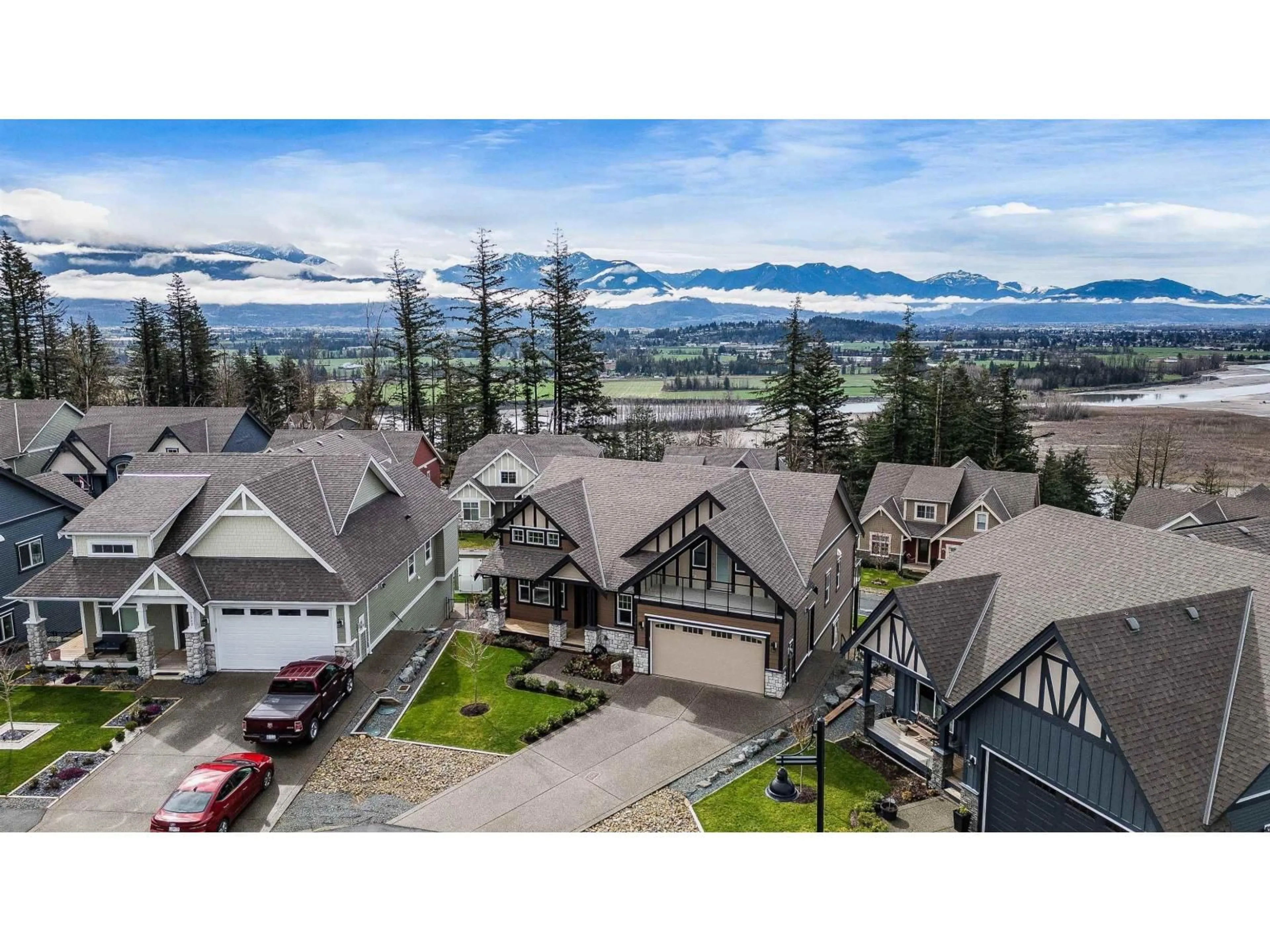 A pic from outside/outdoor area/front of a property/back of a property/a pic from drone, mountain view for 1306 STROMDAHL PLACE, Agassiz British Columbia V0M1A1