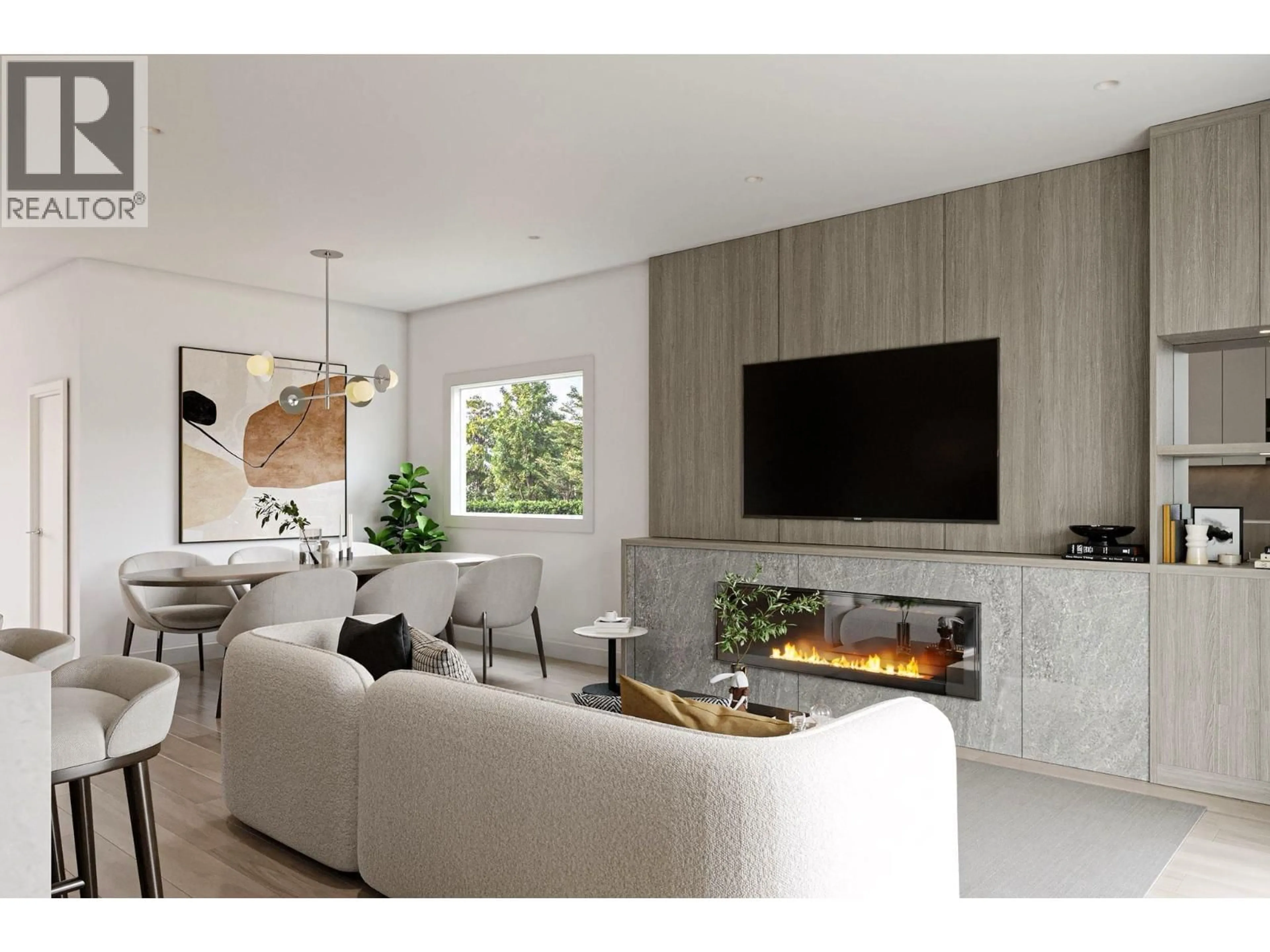 Living room with furniture, wood/laminate floor for 1 - 7061 PAULUS CRESCENT, Burnaby British Columbia V5A1P4