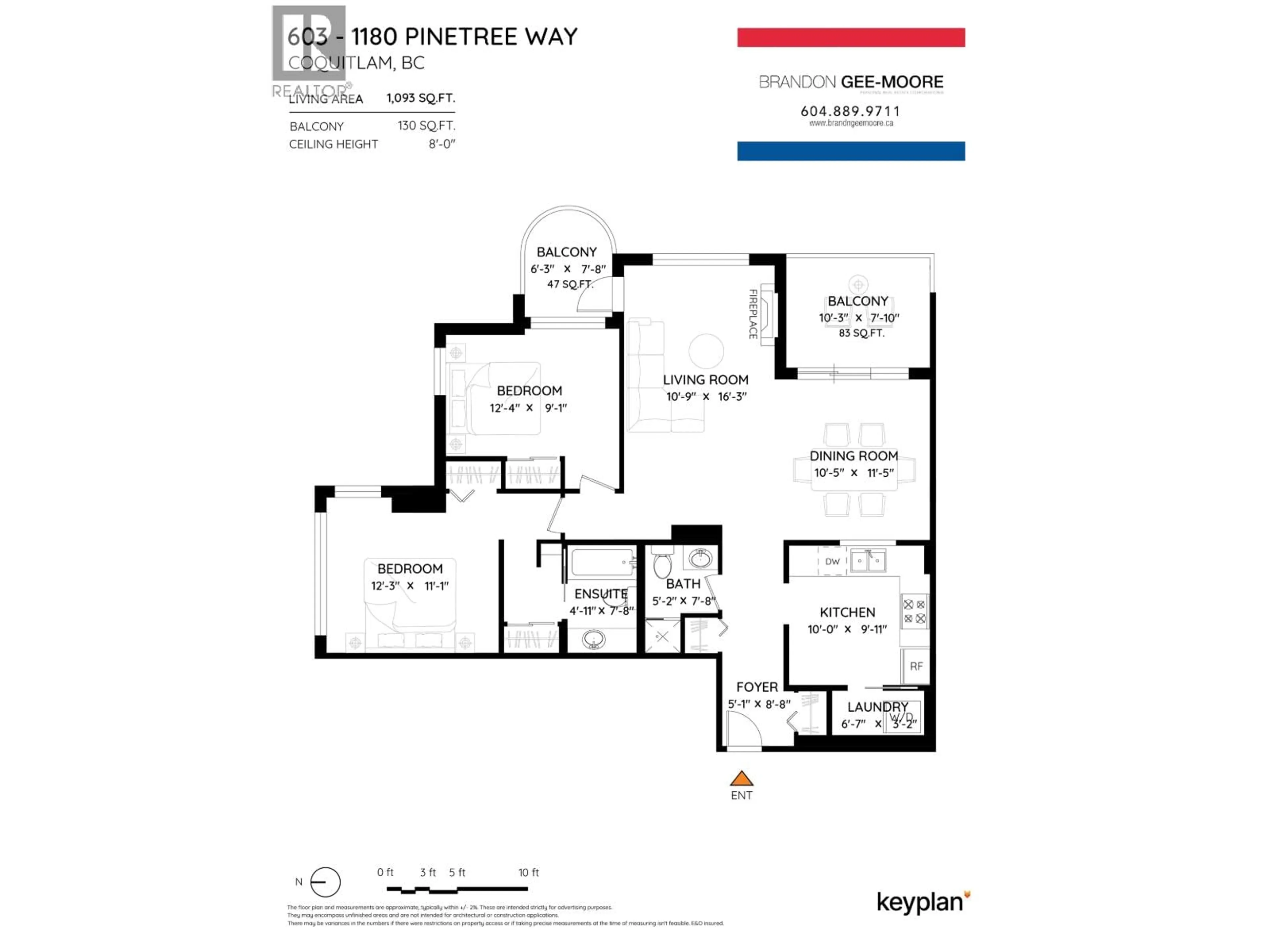 Floor plan for 603 - 1180 PINETREE WAY, Coquitlam British Columbia V3B7L2