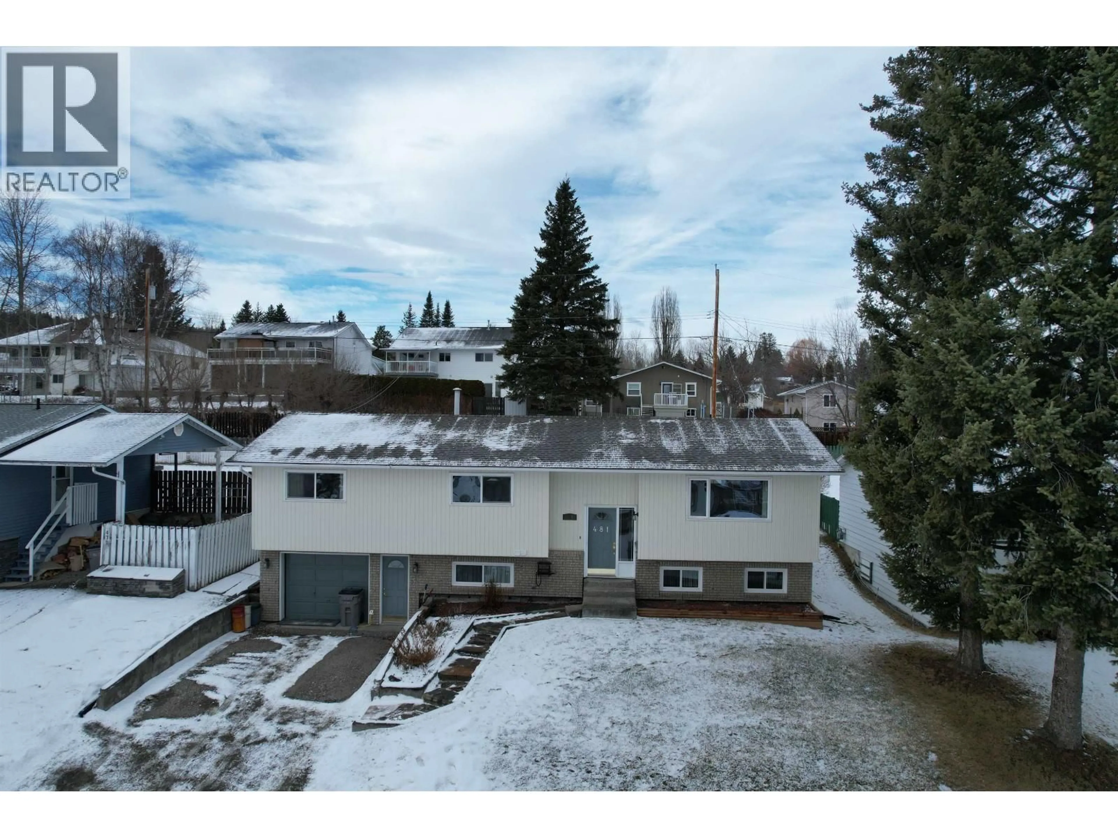A pic from outside/outdoor area/front of a property/back of a property/a pic from drone, mountain view for 481 PATCHETT STREET, Quesnel British Columbia V2J4X6