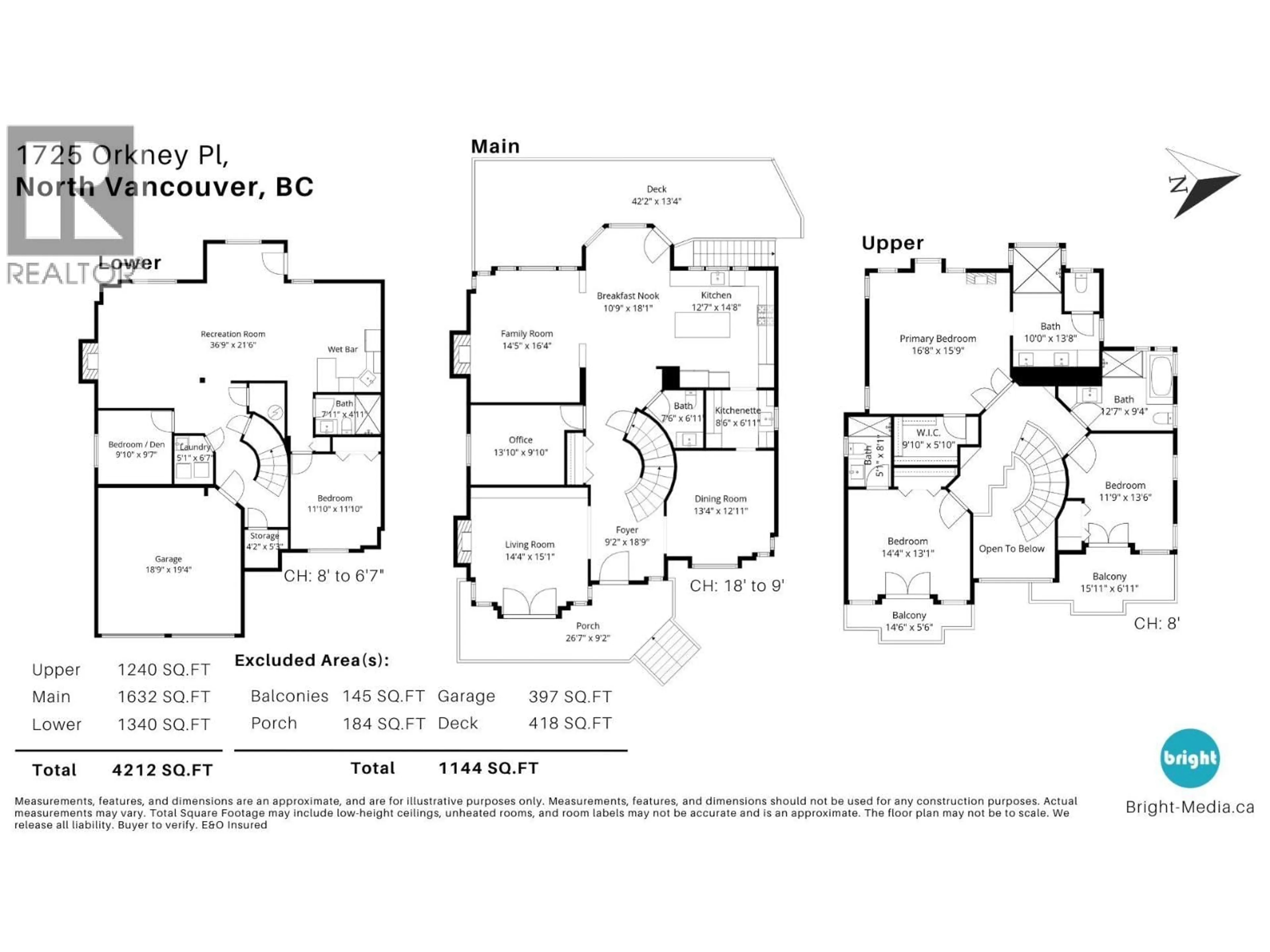 Floor plan for 1725 ORKNEY PLACE, North Vancouver British Columbia V7H2Z1