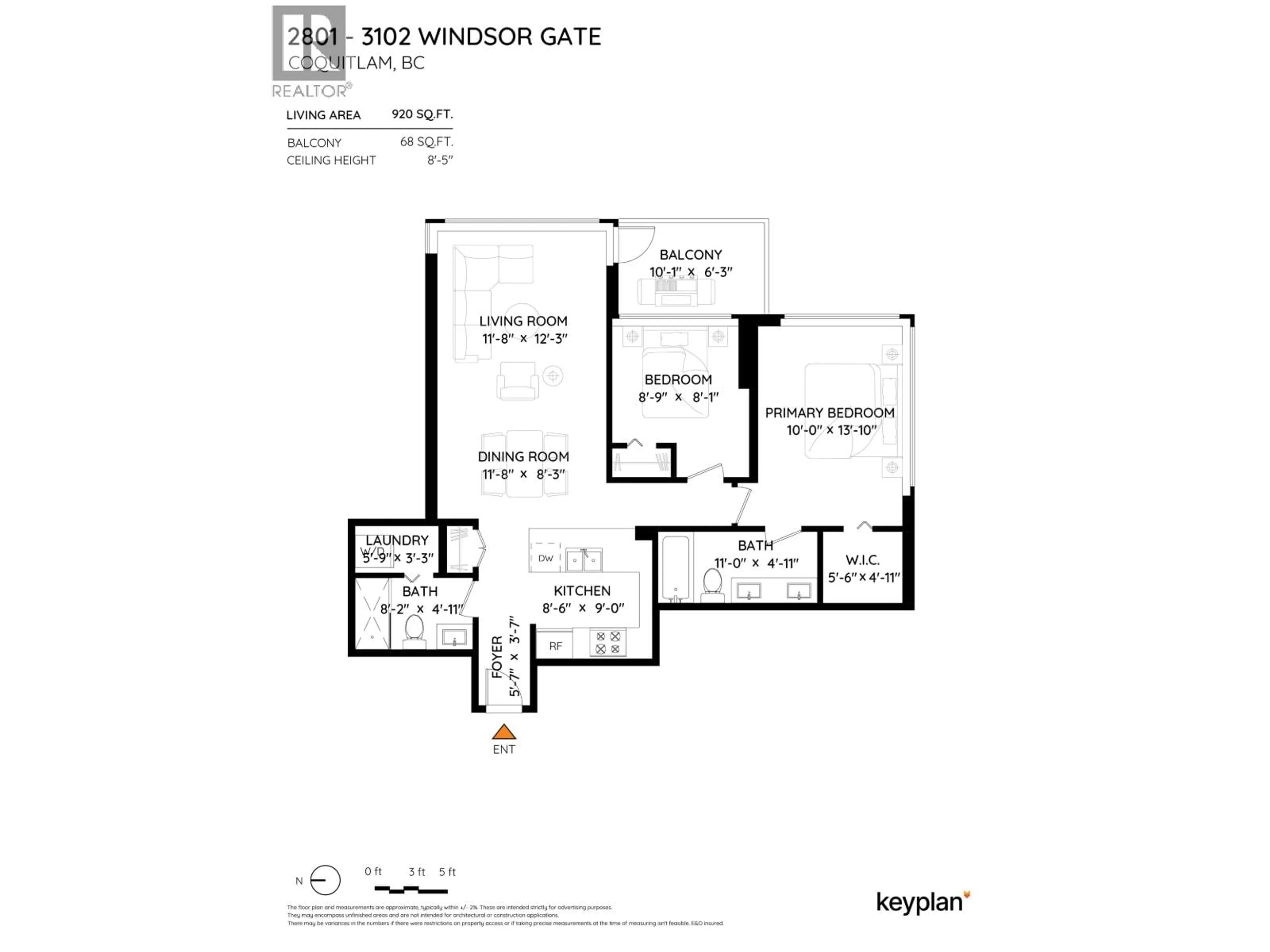 Floor plan for 2801 - 3102 WINDSOR GATE, Coquitlam British Columbia V3B0J3