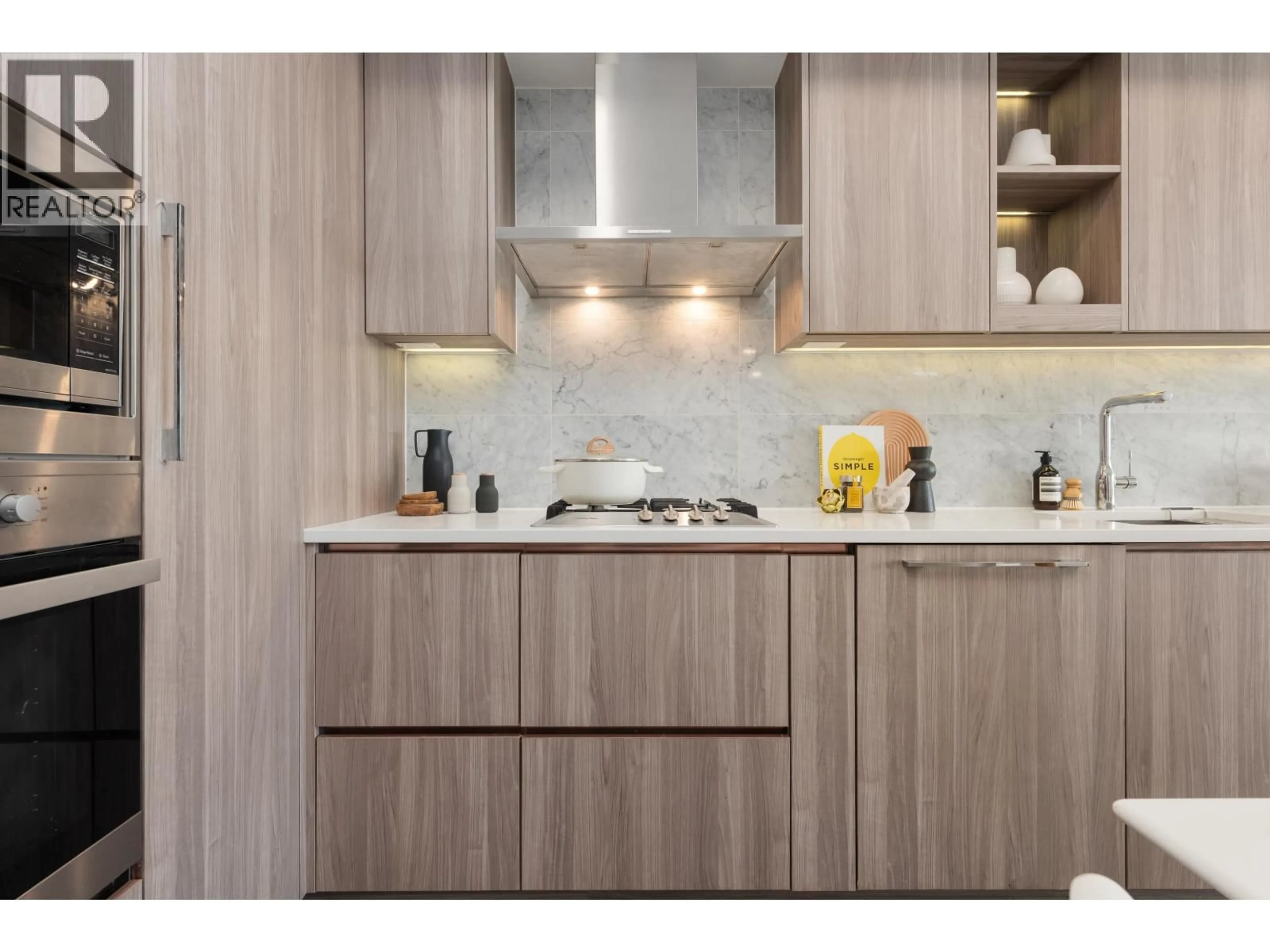 Contemporary kitchen, wood/laminate floor for 2105 - 433 MARINE DRIVE, Vancouver British Columbia V5X0H5