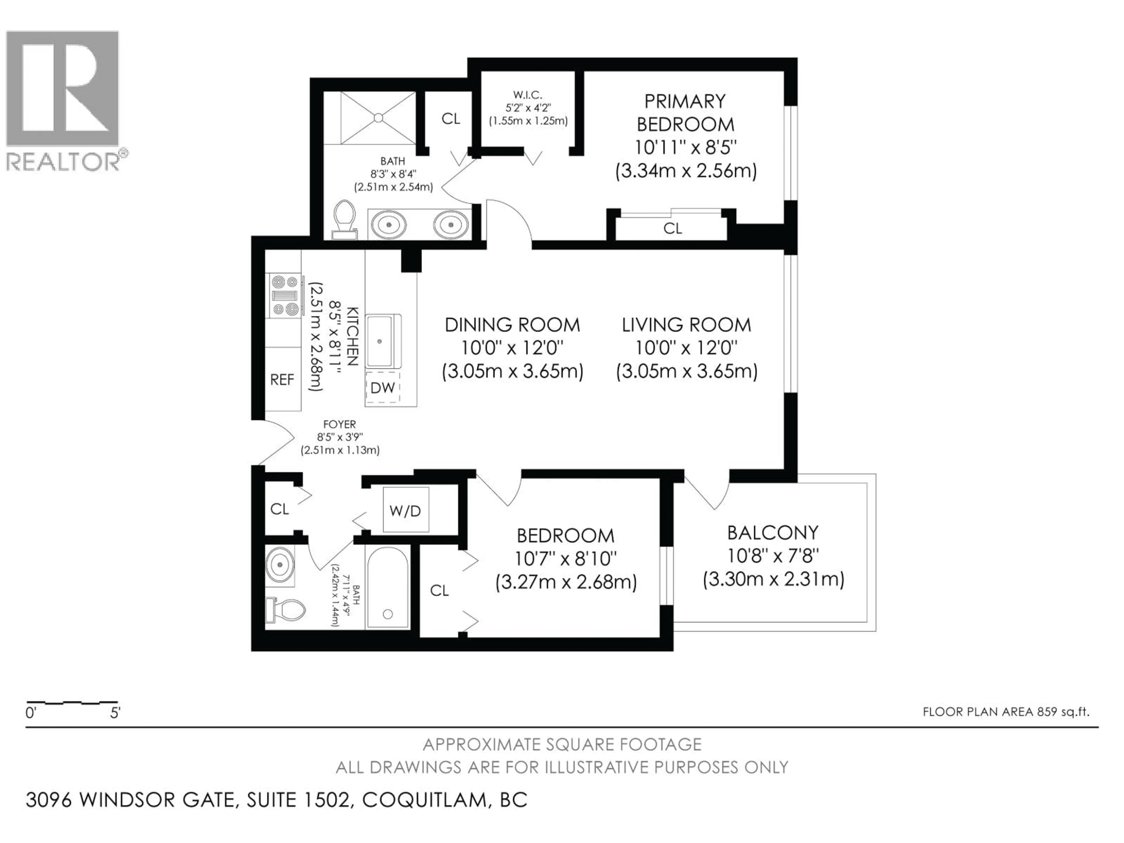 Floor plan for 1502 - 3096 WINDSOR GATE, Coquitlam British Columbia V3B0P4