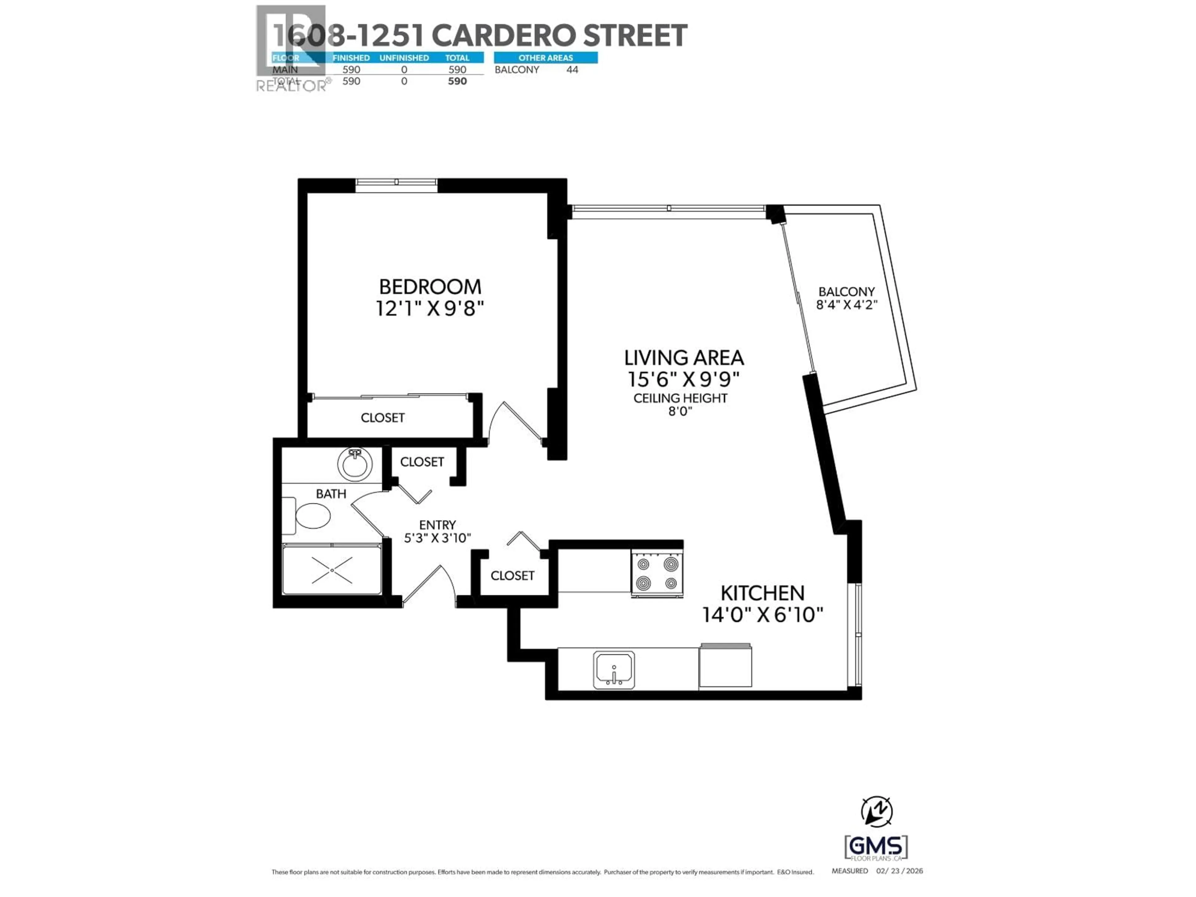 Floor plan for 1608 - 1251 CARDERO STREET, Vancouver British Columbia V6G2H9