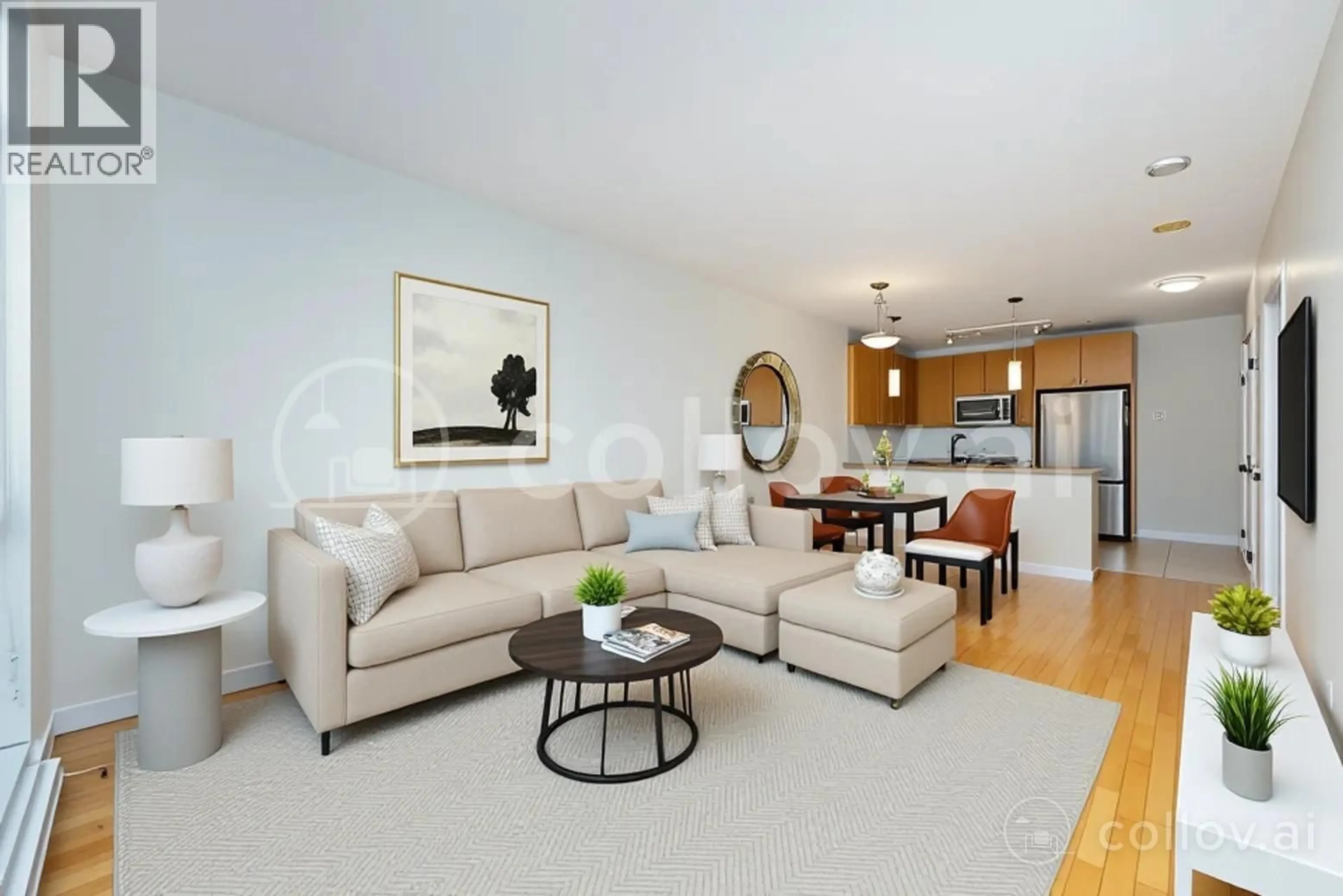 Living room with furniture, wood/laminate floor for 809 - 7360 ELMBRIDGE WAY, Richmond British Columbia V6X0A5