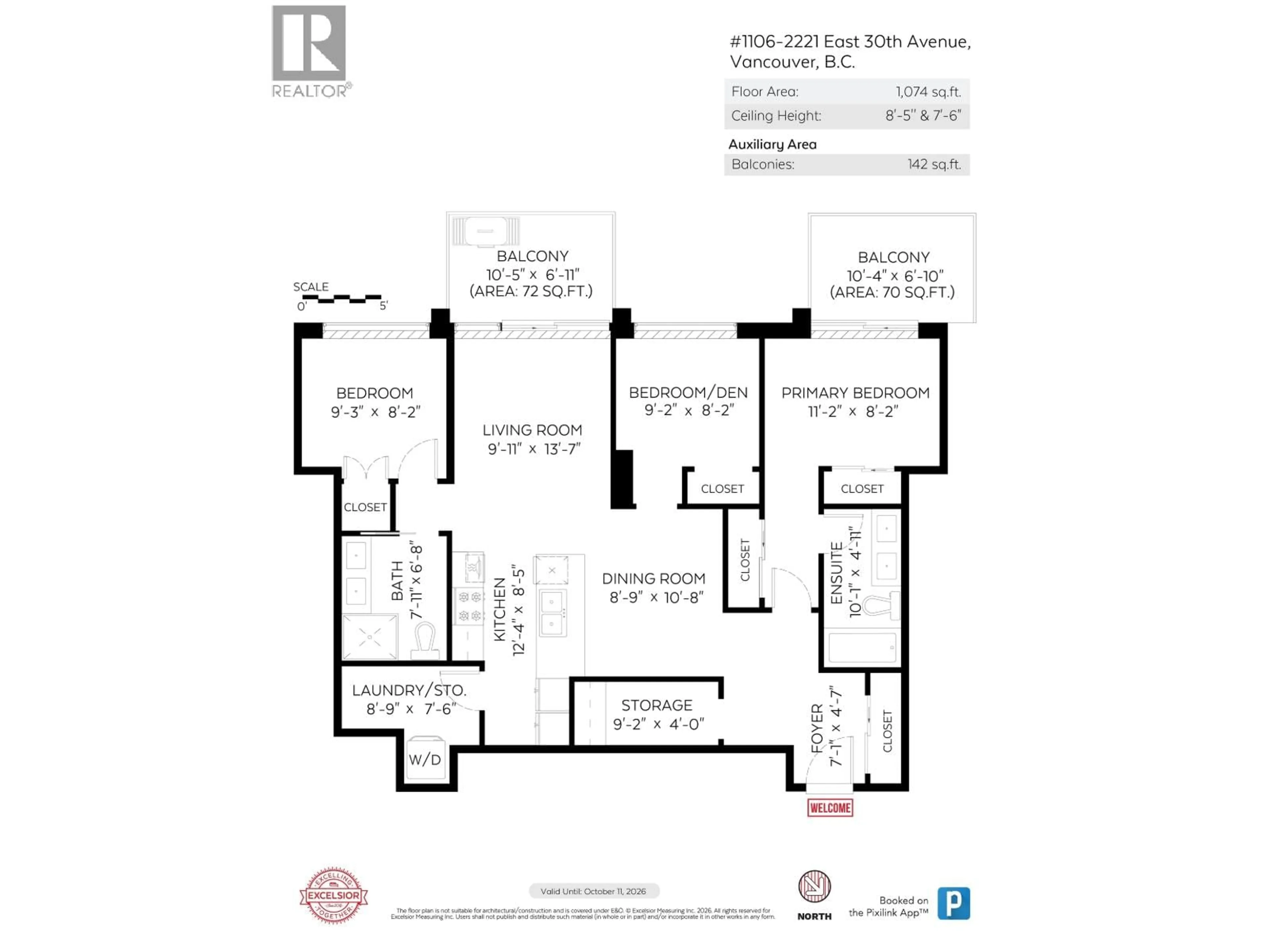 Floor plan for 1106 - 2221 30TH AVENUE, Vancouver British Columbia V5N0G6