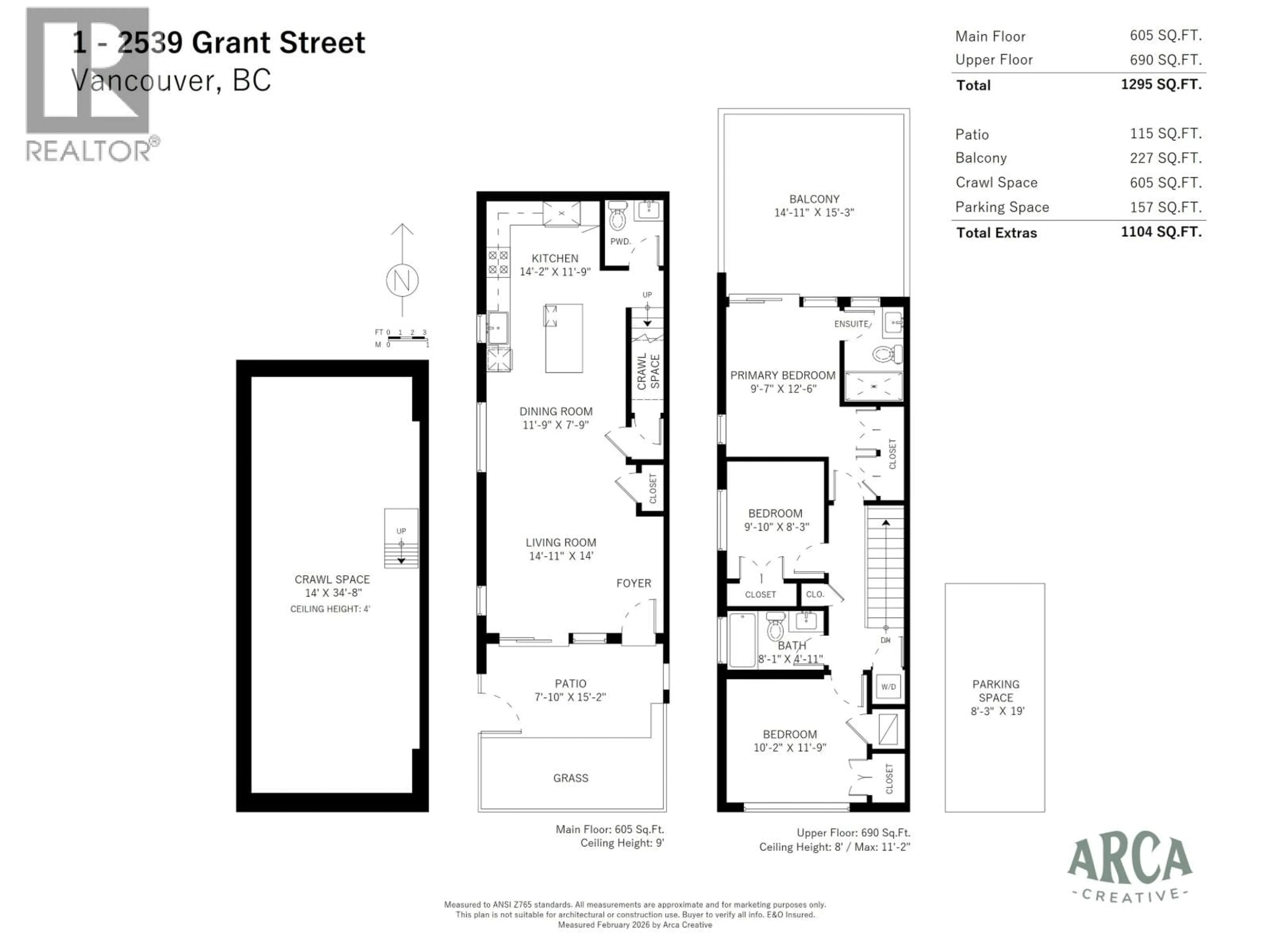 Floor plan for 1 - 2539 GRANT STREET, Vancouver British Columbia V5K3G6