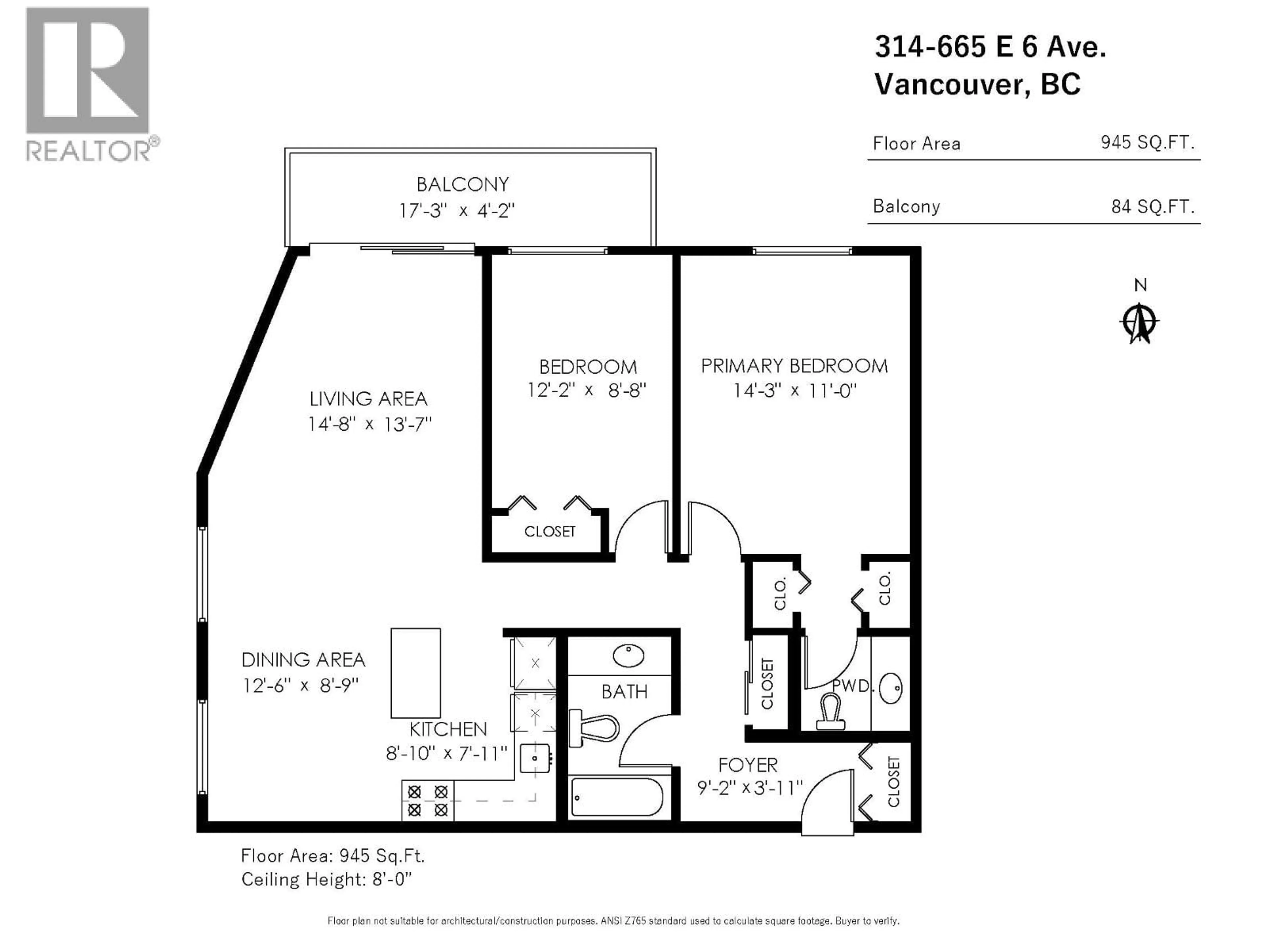 Floor plan for 314 - 665 6TH AVENUE, Vancouver British Columbia V5T4J3