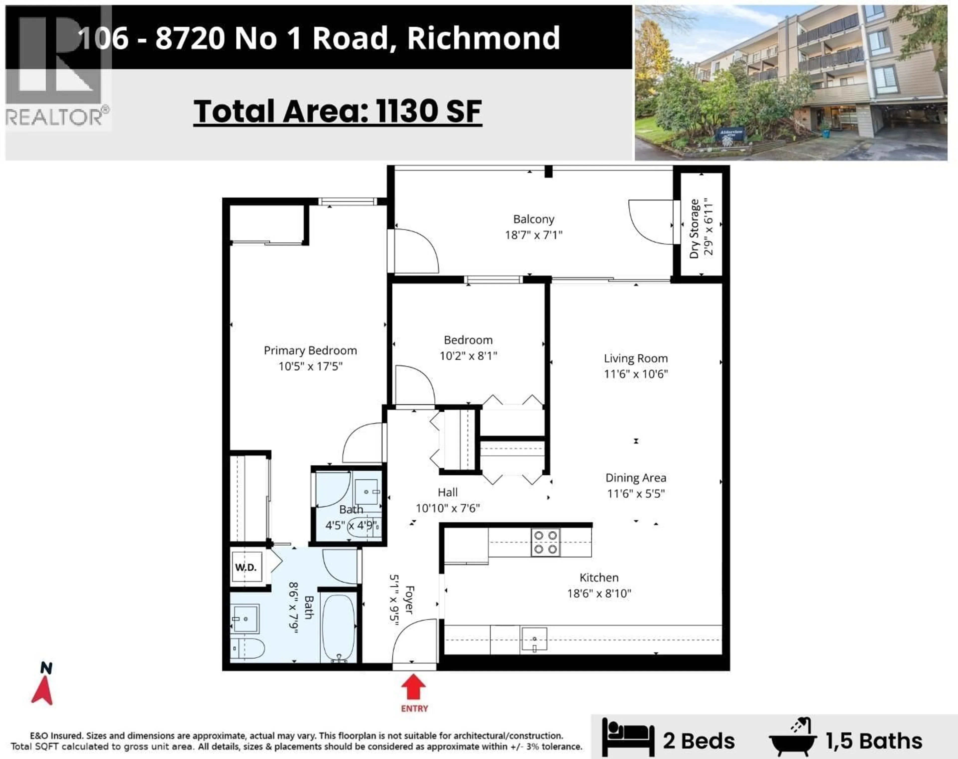 Floor plan for 106 - 8720 NO. 1 ROAD, Richmond British Columbia V7C4L5