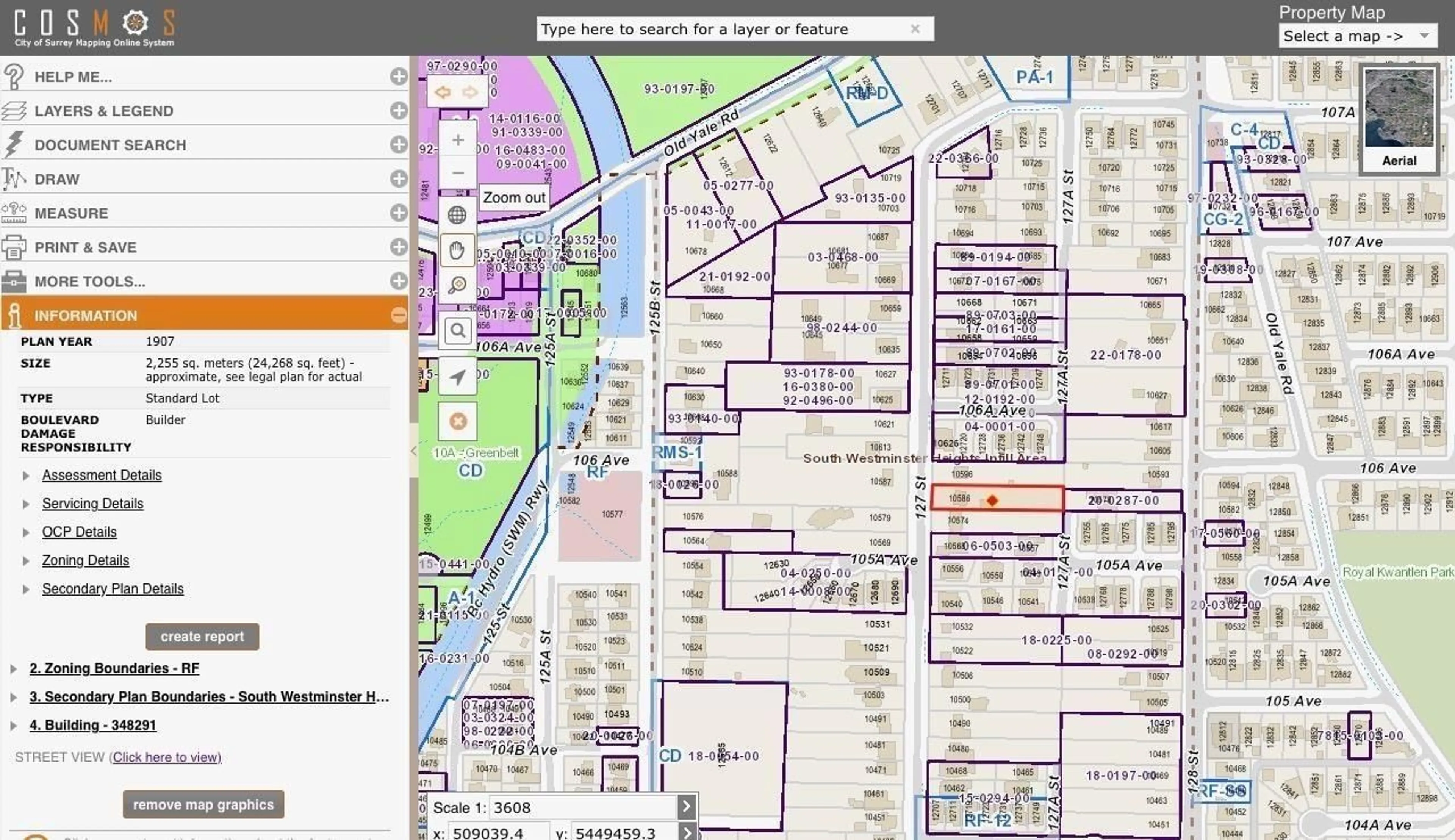 Picture of a map for 10586 127 STREET, Surrey British Columbia V3V5K2