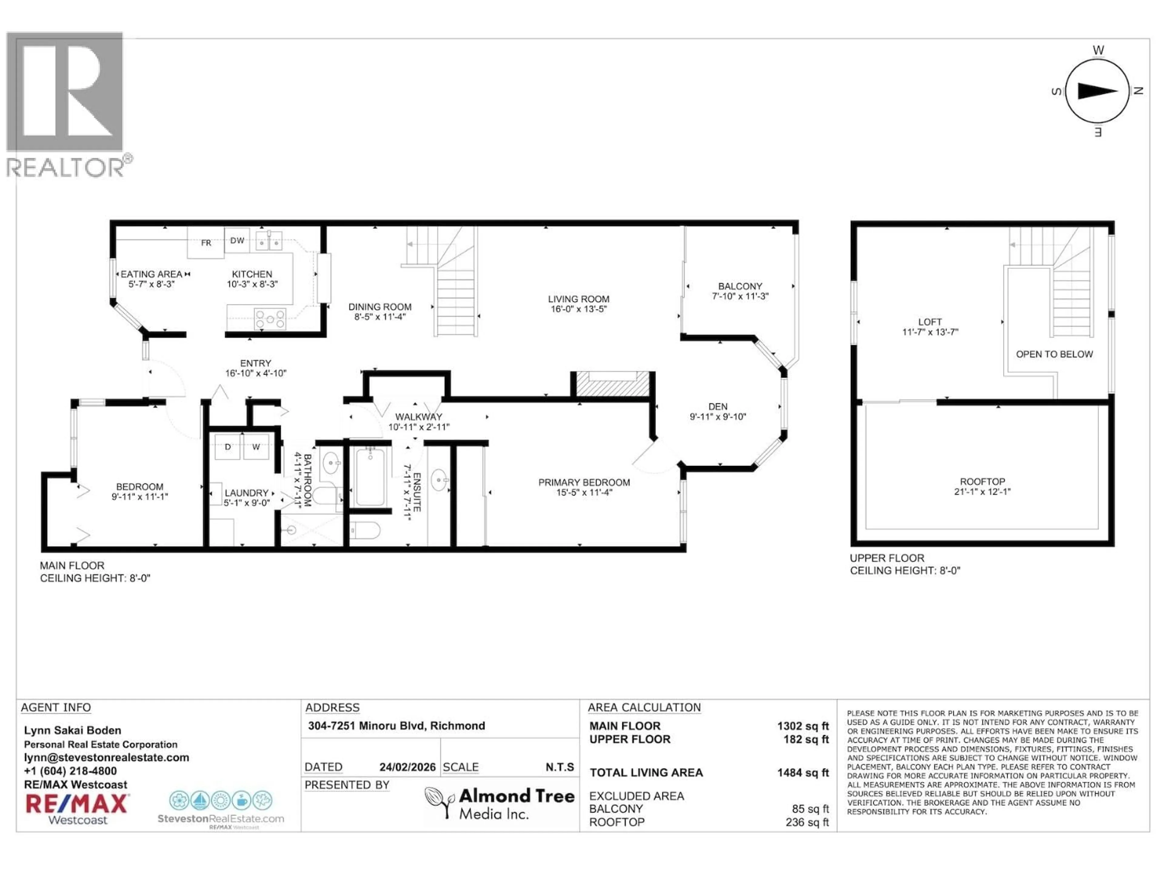 Floor plan for 304 - 7251 MINORU BOULEVARD, Richmond British Columbia V6Y3P5