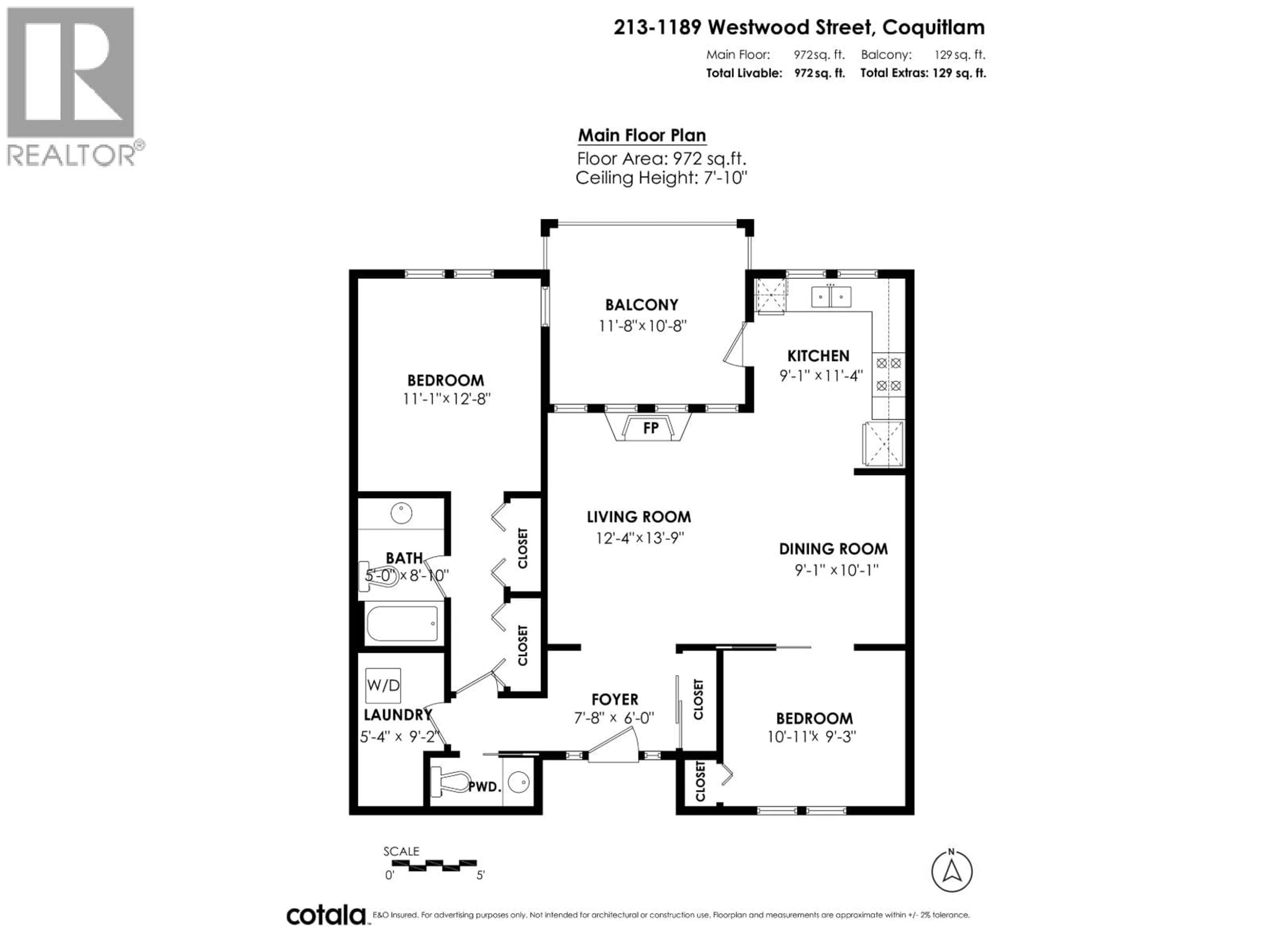 Floor plan for 213 - 1189 WESTWOOD STREET, Coquitlam British Columbia V3B7P5