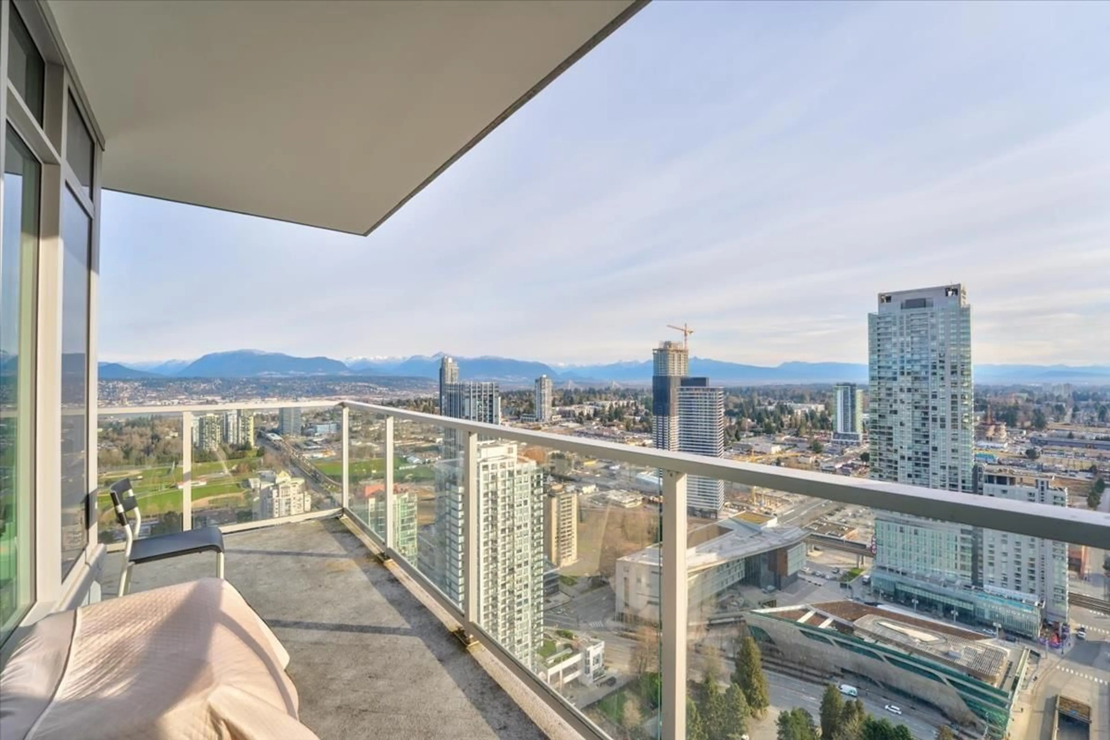Balcony in the apartment, city buildings view from balcony for 3805 - 13350 CENTRAL AVENUE, Surrey British Columbia V3T0S1