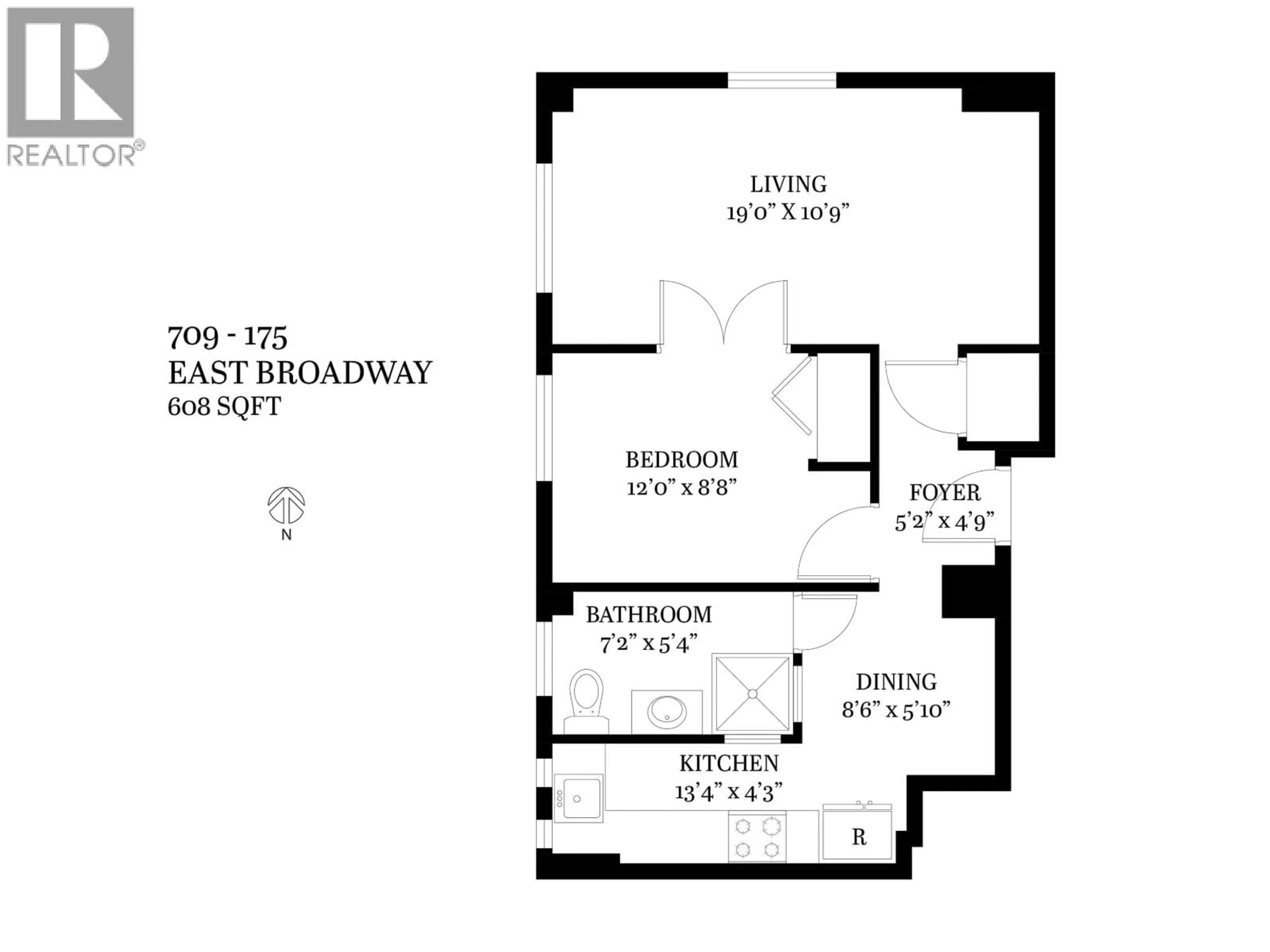 Floor plan for 709 - 175 BROADWAY, Vancouver British Columbia V5T1W2