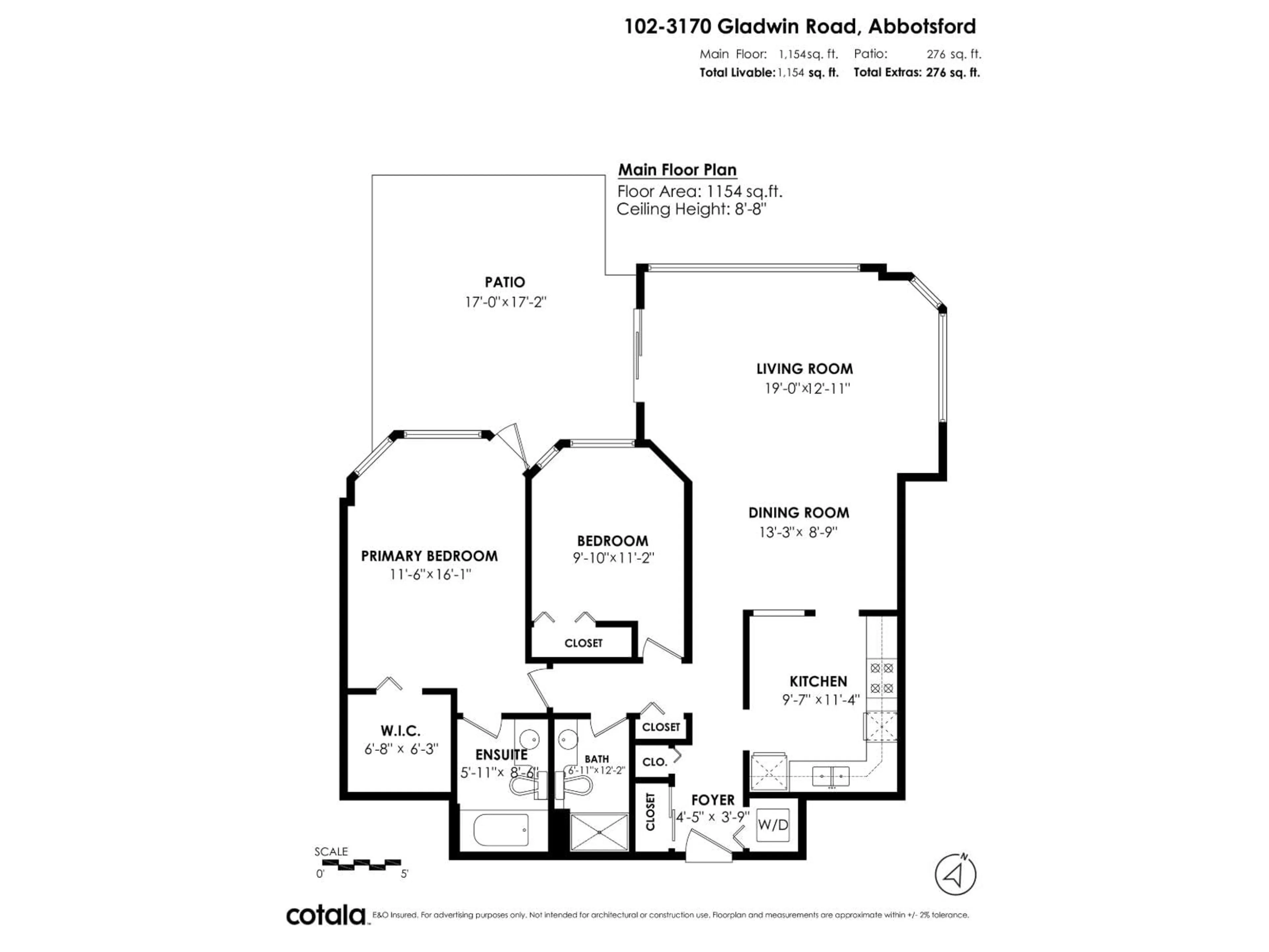 Floor plan for 102 - 3170 GLADWIN ROAD, Langley British Columbia V2T5T1