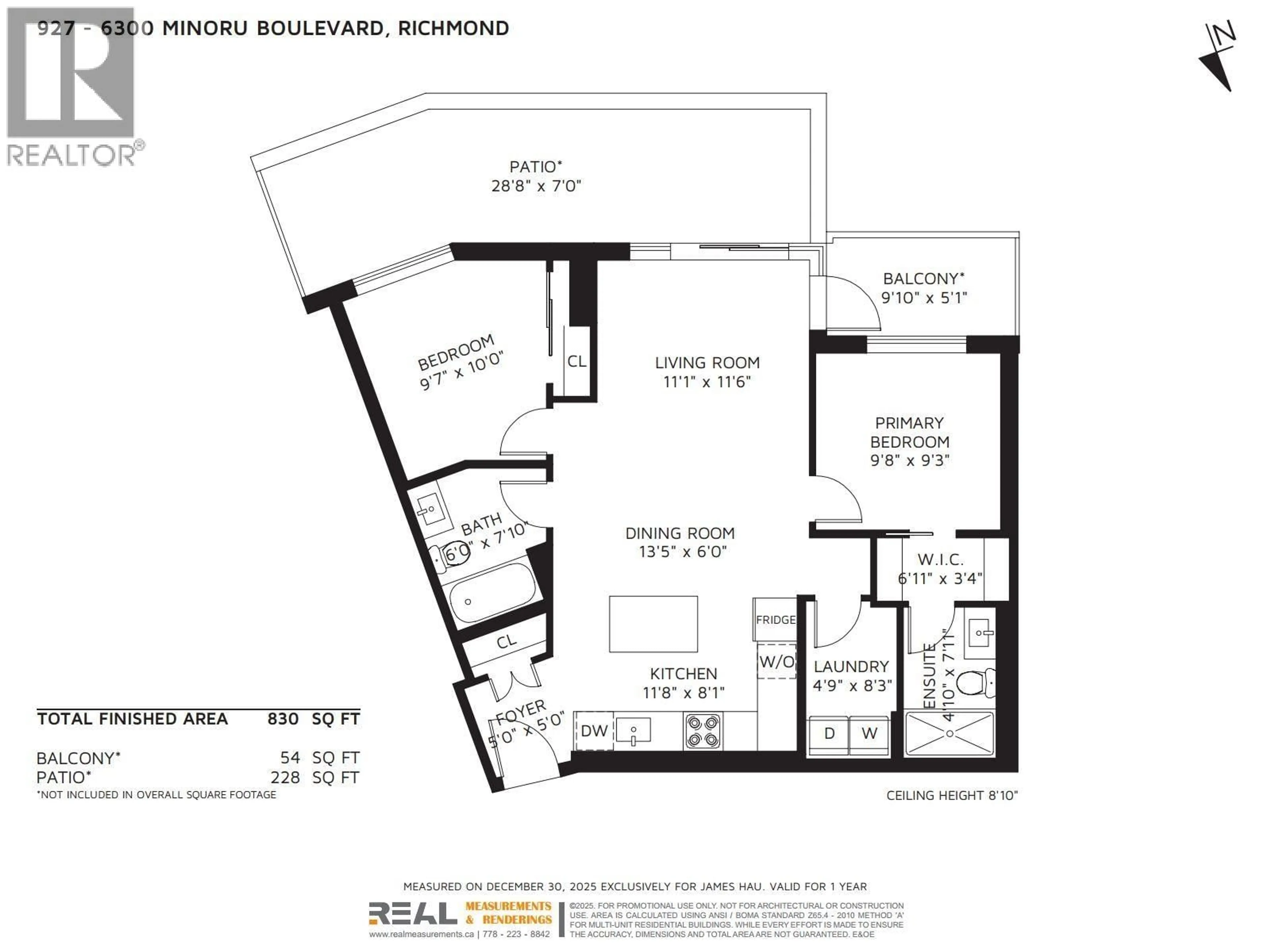 Floor plan for 927 - 6300 MINORU BOULEVARD, Richmond British Columbia V6Y0N1