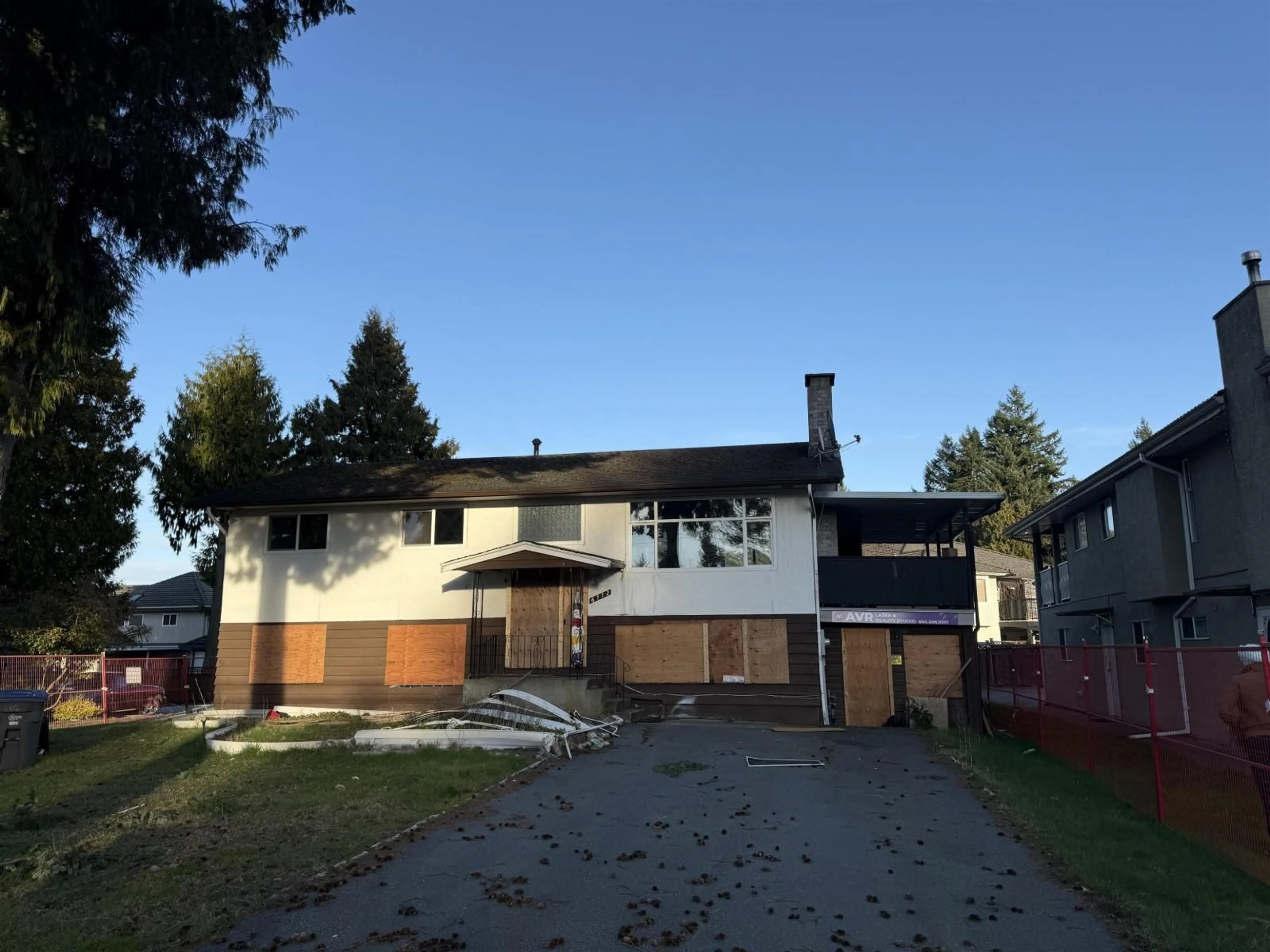 A pic from outside/outdoor area/front of a property/back of a property/a pic from drone, street for 6112 132 STREET, Surrey British Columbia V3X1M8
