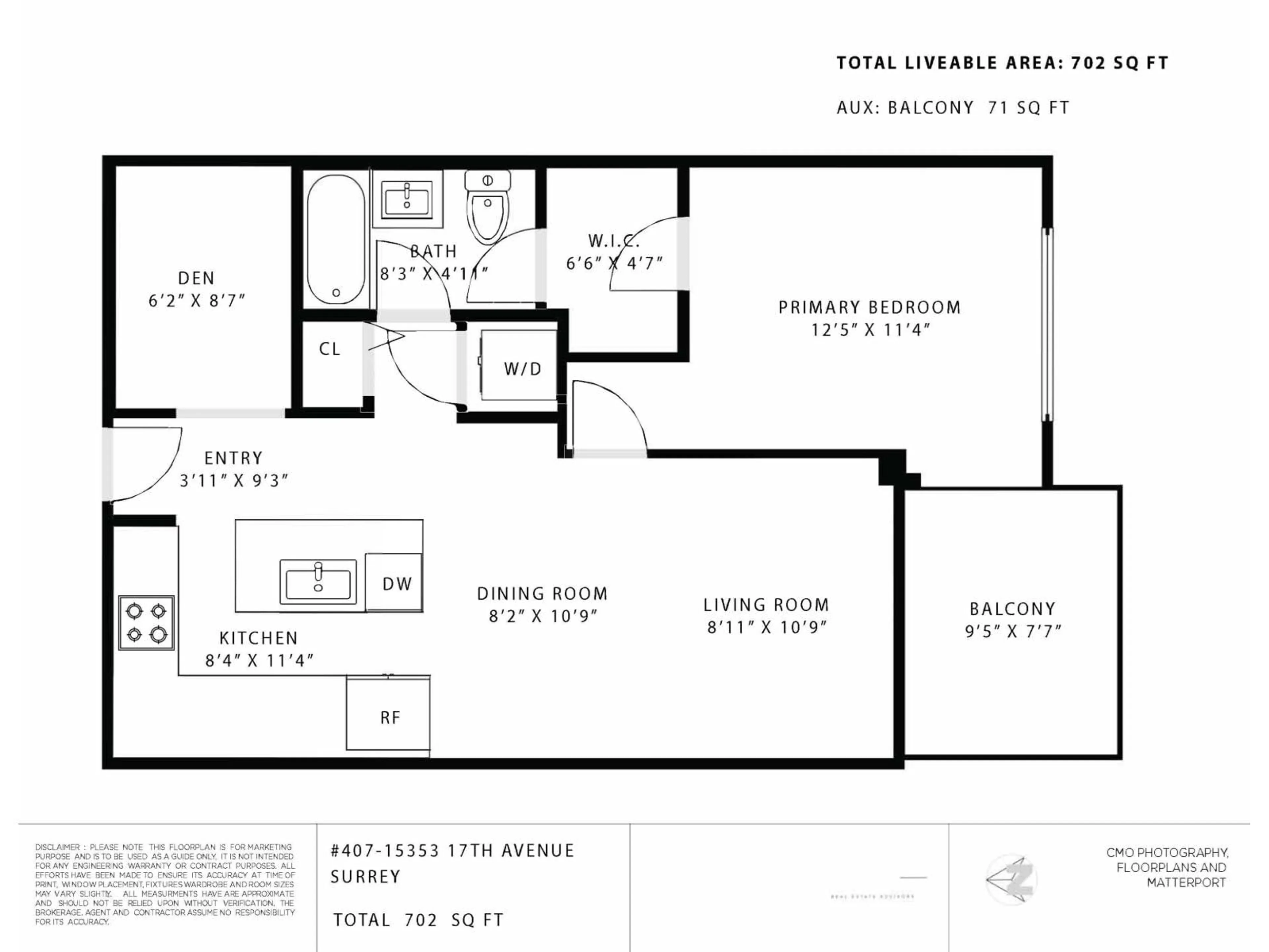 Floor plan for 407 - 15353 17 AVENUE, Surrey British Columbia V4A1T8