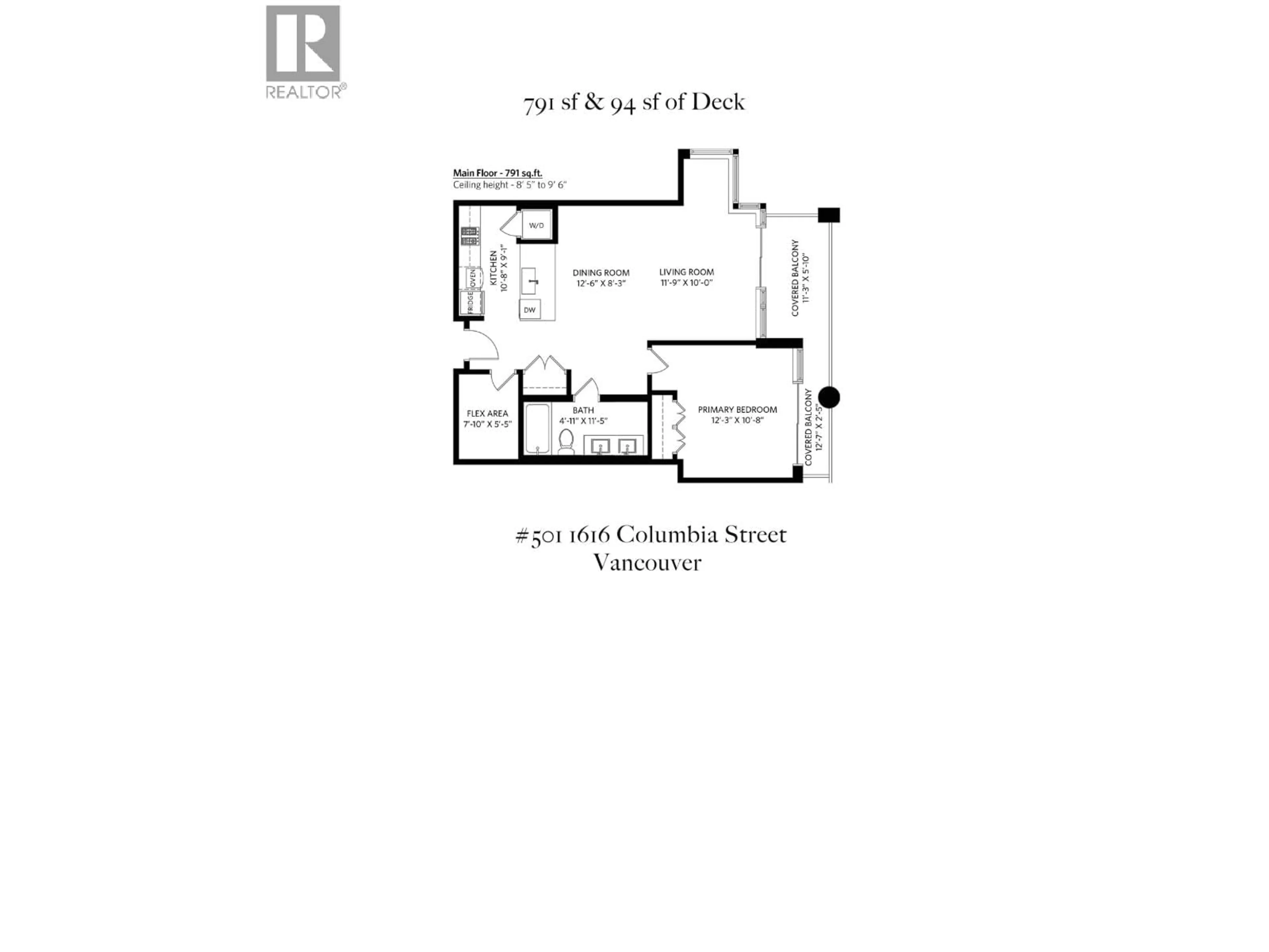 Floor plan for 501 - 1616 COLUMBIA STREET, Vancouver British Columbia V5Y0B7