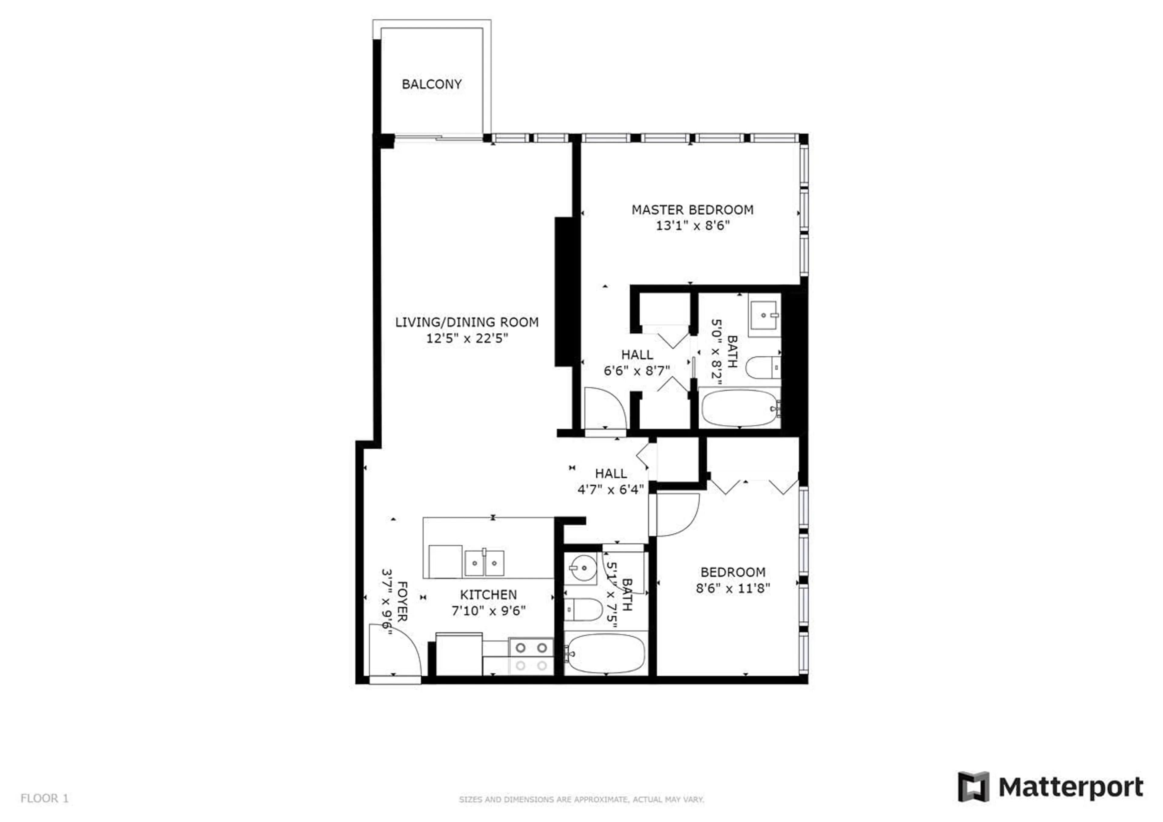 Floor plan for 609 - 13688 100 AVENUE, Surrey British Columbia V3T0G5