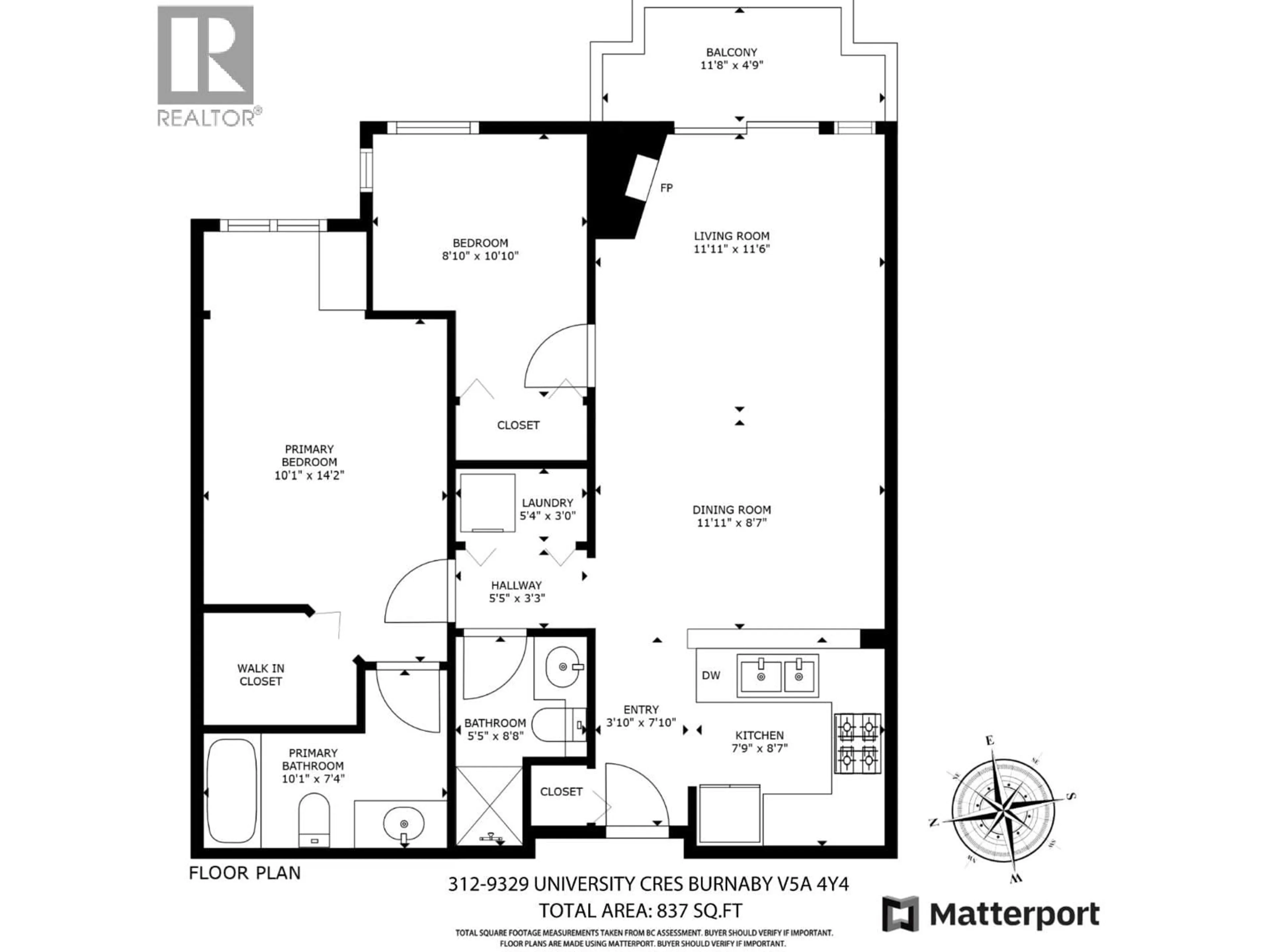 Floor plan for 312 - 9329 UNIVERSITY, Burnaby British Columbia V5A4Y4