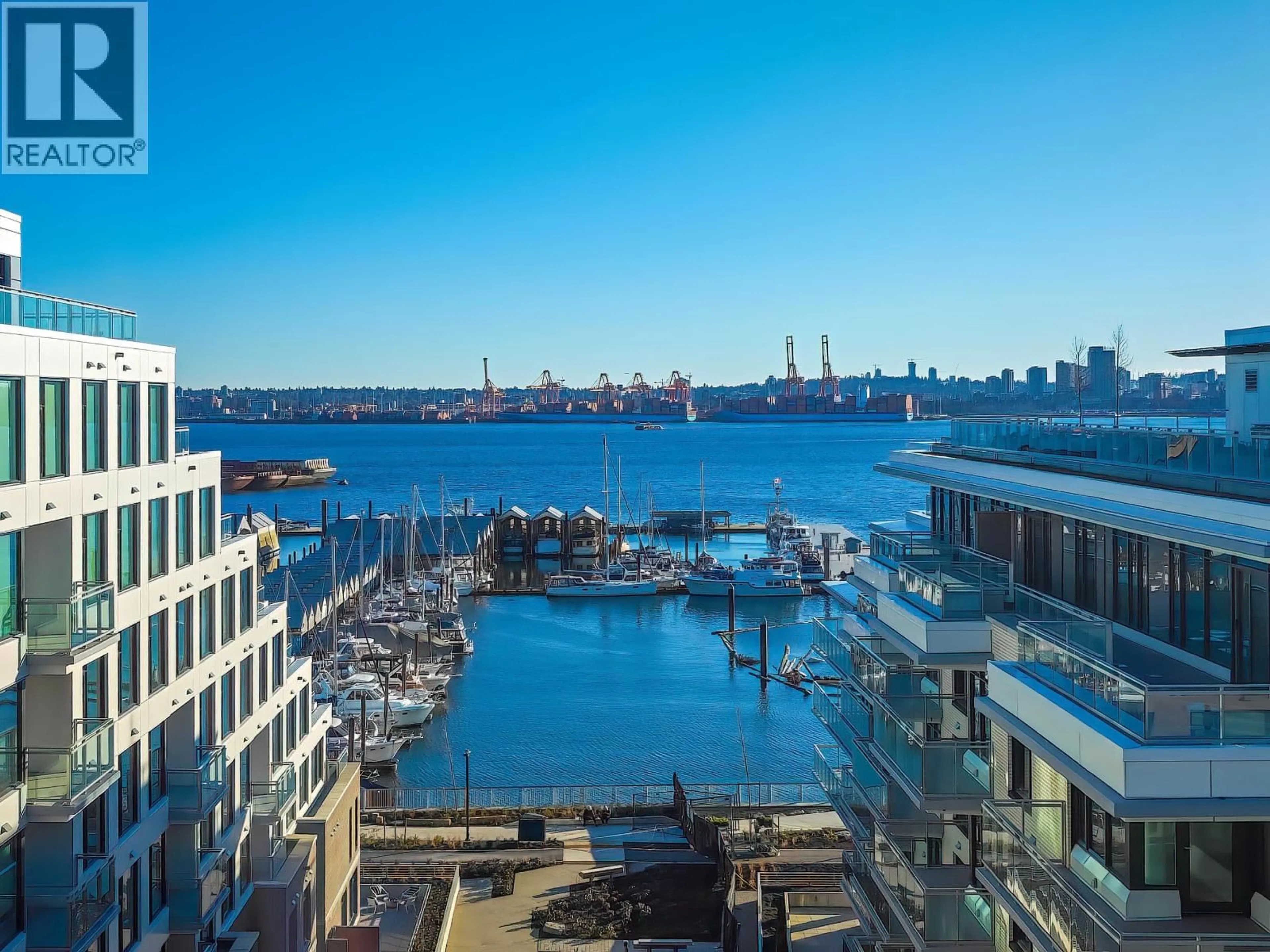 A pic from outside/outdoor area/front of a property/back of a property/a pic from drone, water/lake/river/ocean view for 619 - 755 HARBOURSIDE DRIVE, Vancouver British Columbia V7P0G1