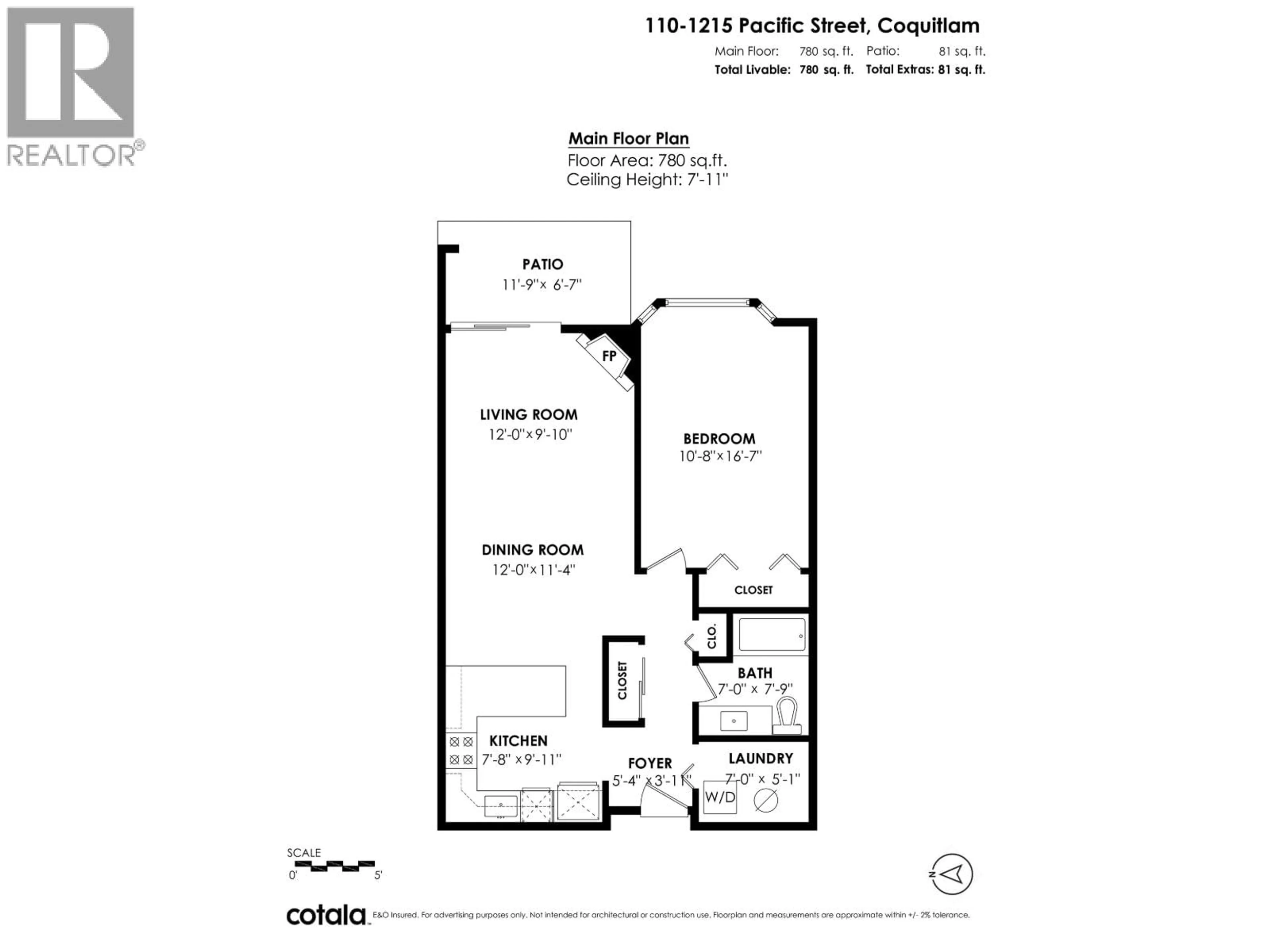 Floor plan for 110 - 1215 PACIFIC STREET, Coquitlam British Columbia V3B7M4