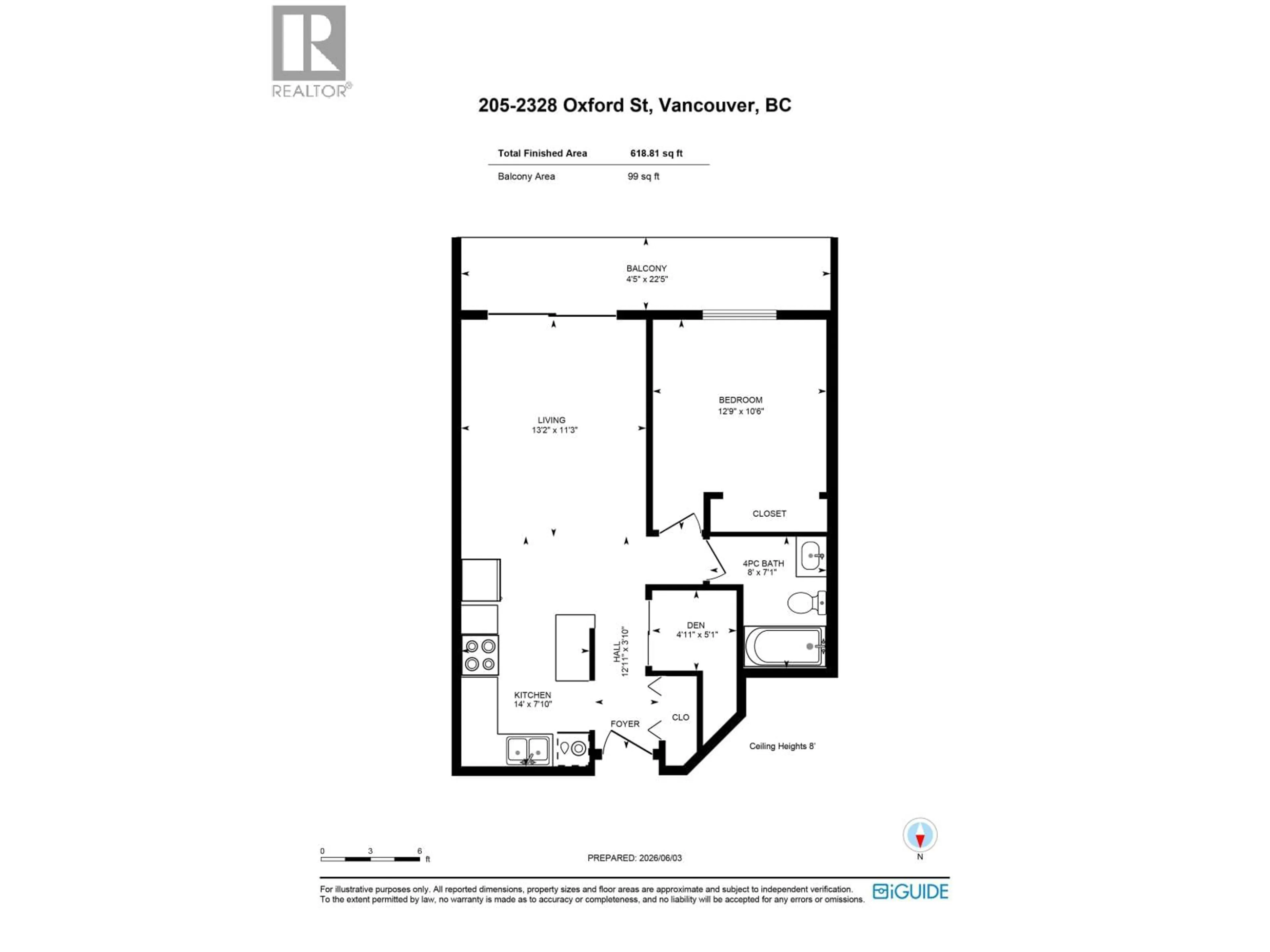 Floor plan for 205 - 2328 OXFORD STREET, Vancouver British Columbia V5L1G3