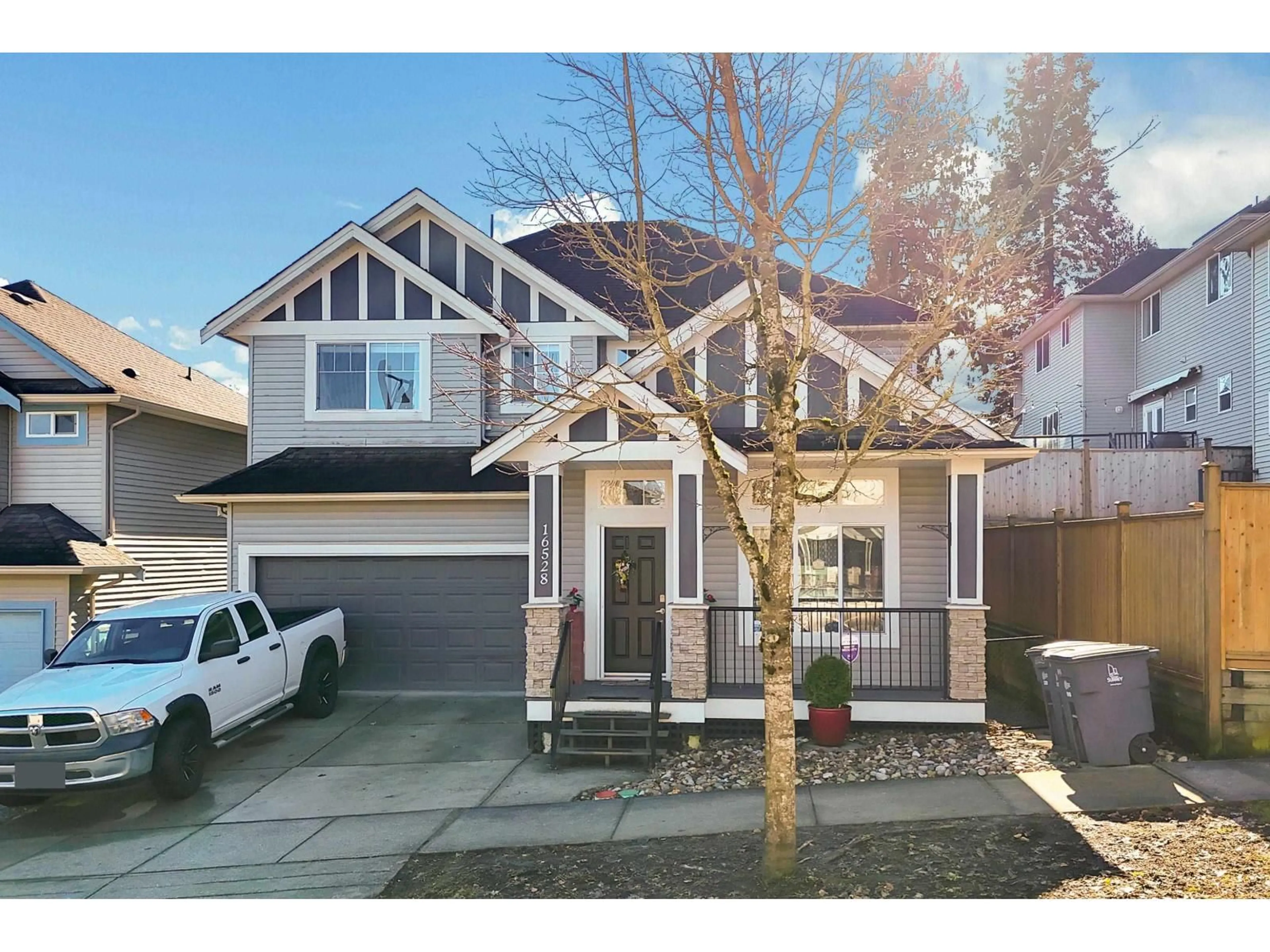 Home with vinyl exterior material, street for 16528 59A AVENUE, Surrey British Columbia V3S4N9