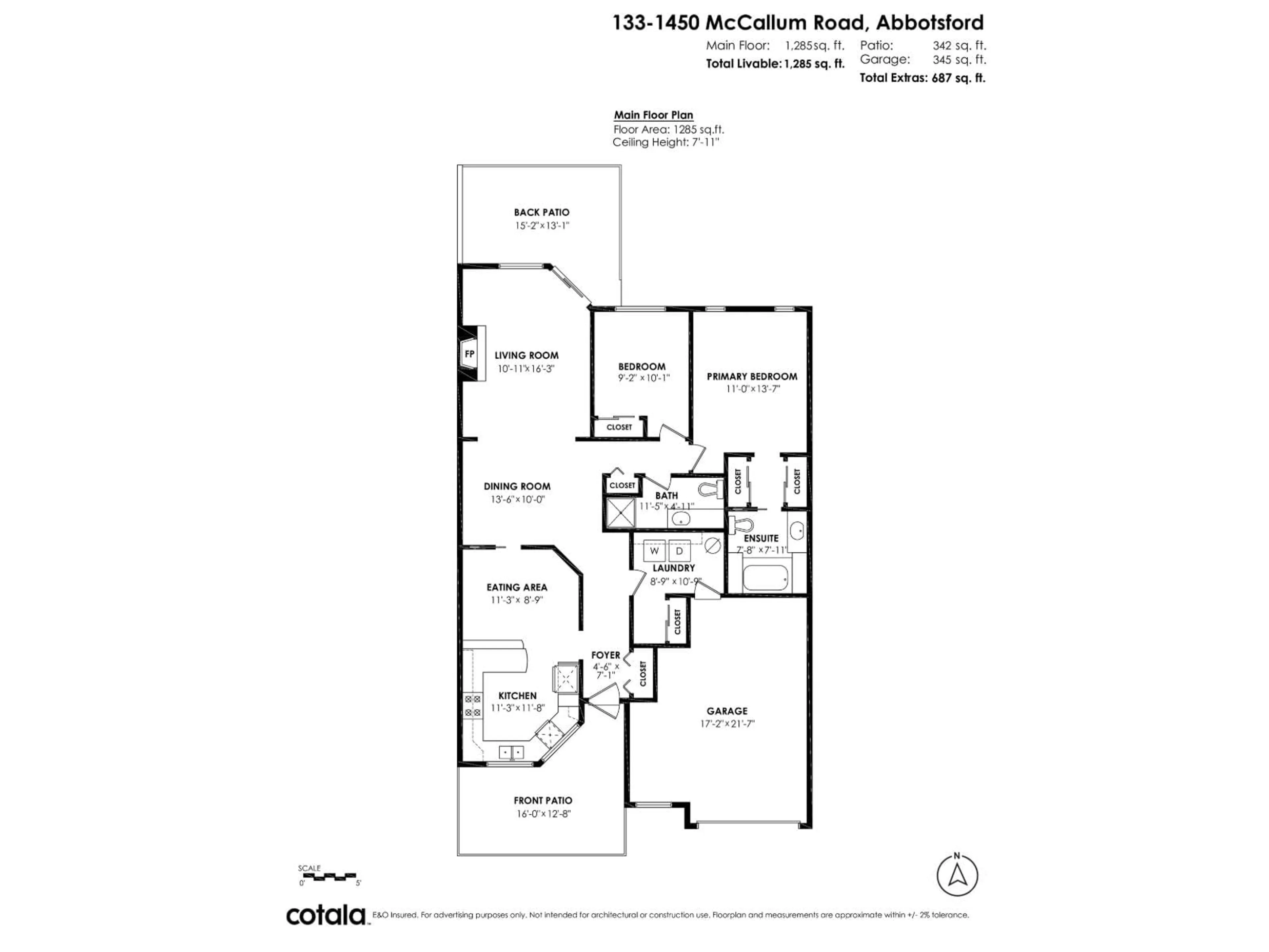 Floor plan for 133 - 1450 MCCALLUM ROAD, Abbotsford British Columbia V2S8A5