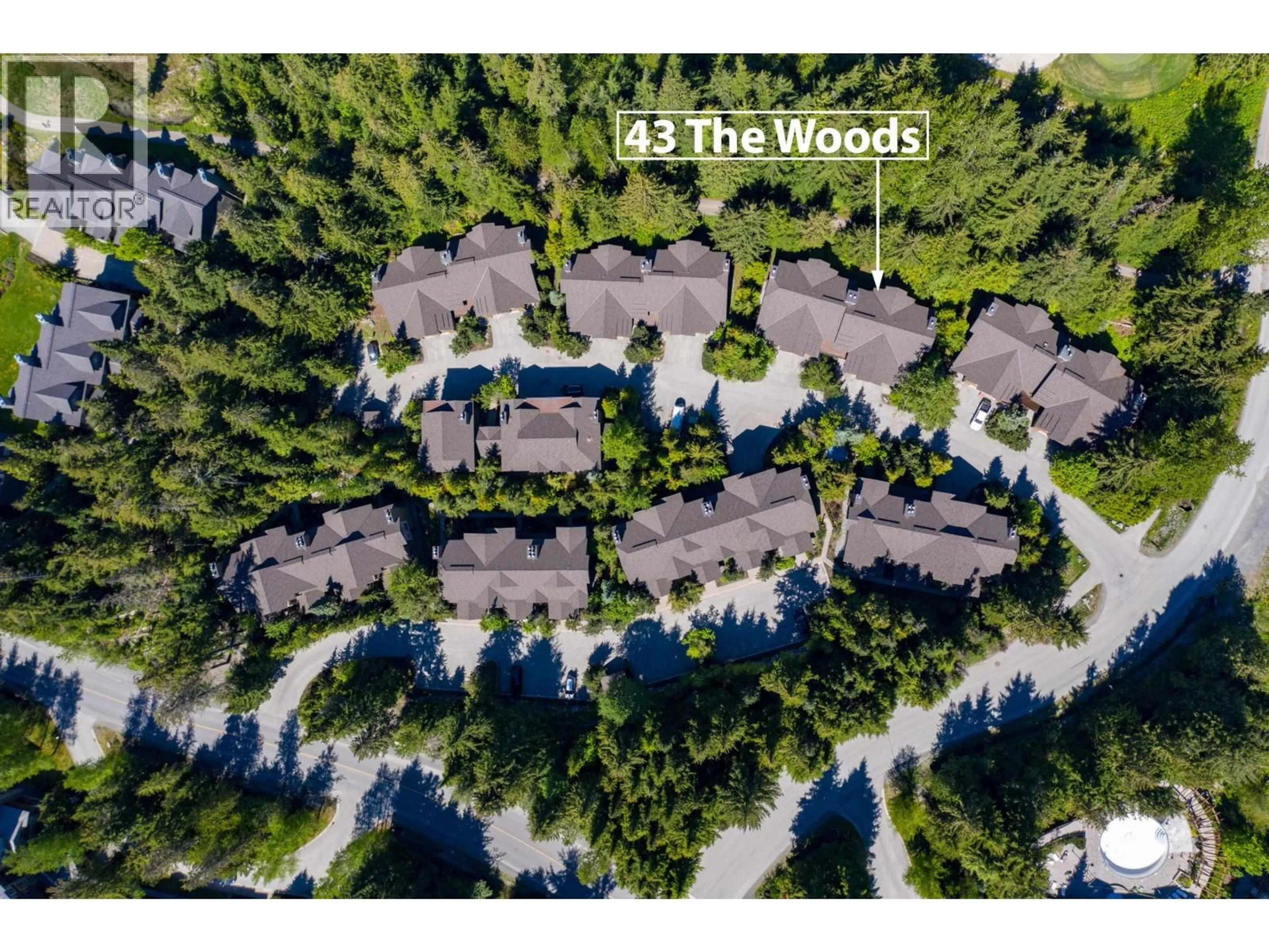 A pic from outside/outdoor area/front of a property/back of a property/a pic from drone, forest/trees view for 43D - 4652 BLACKCOMB WAY, Whistler British Columbia V8E0Y8