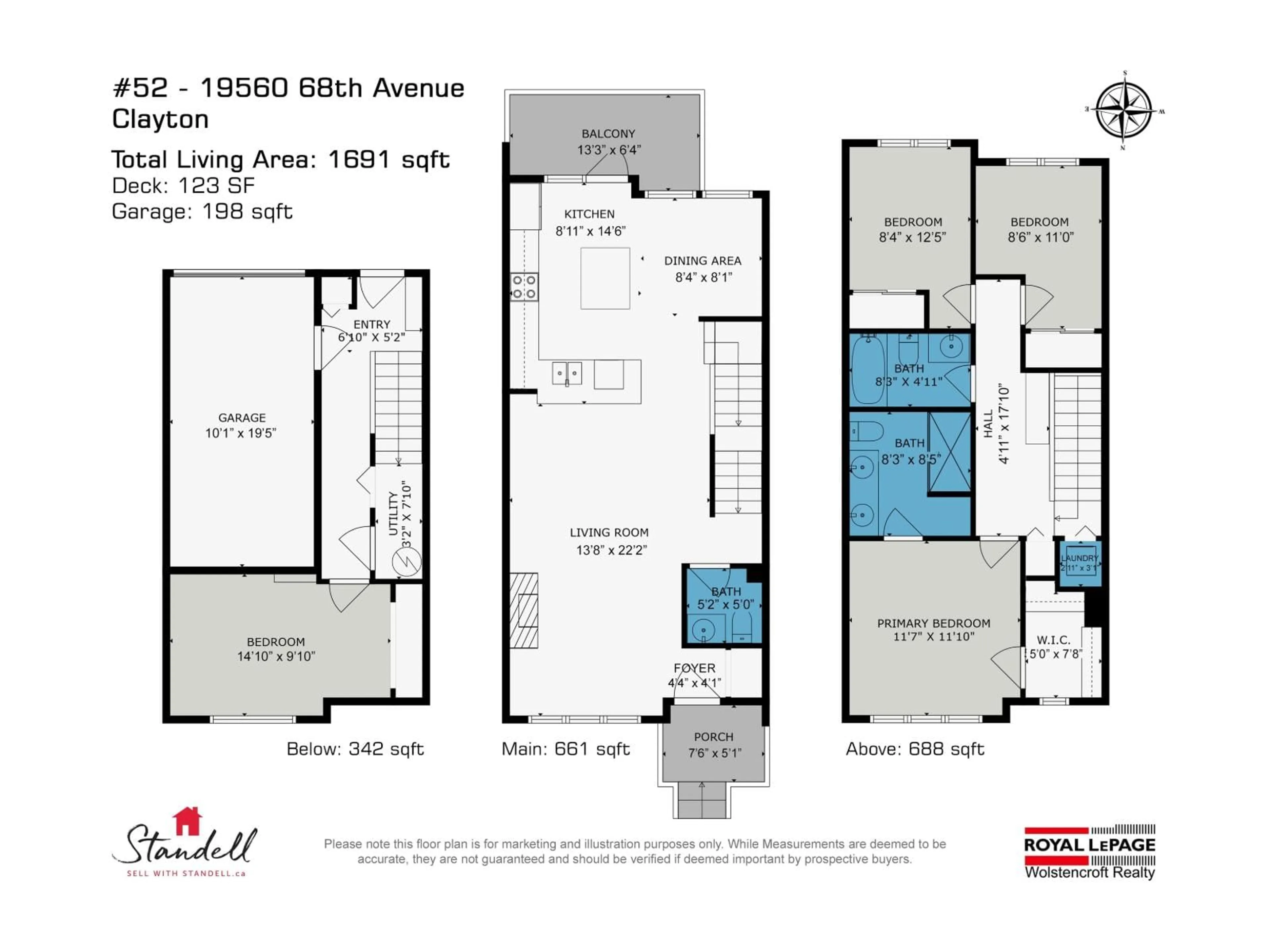 Floor plan for 52 - 19560 68 AVENUE, Surrey British Columbia V4N5Y5
