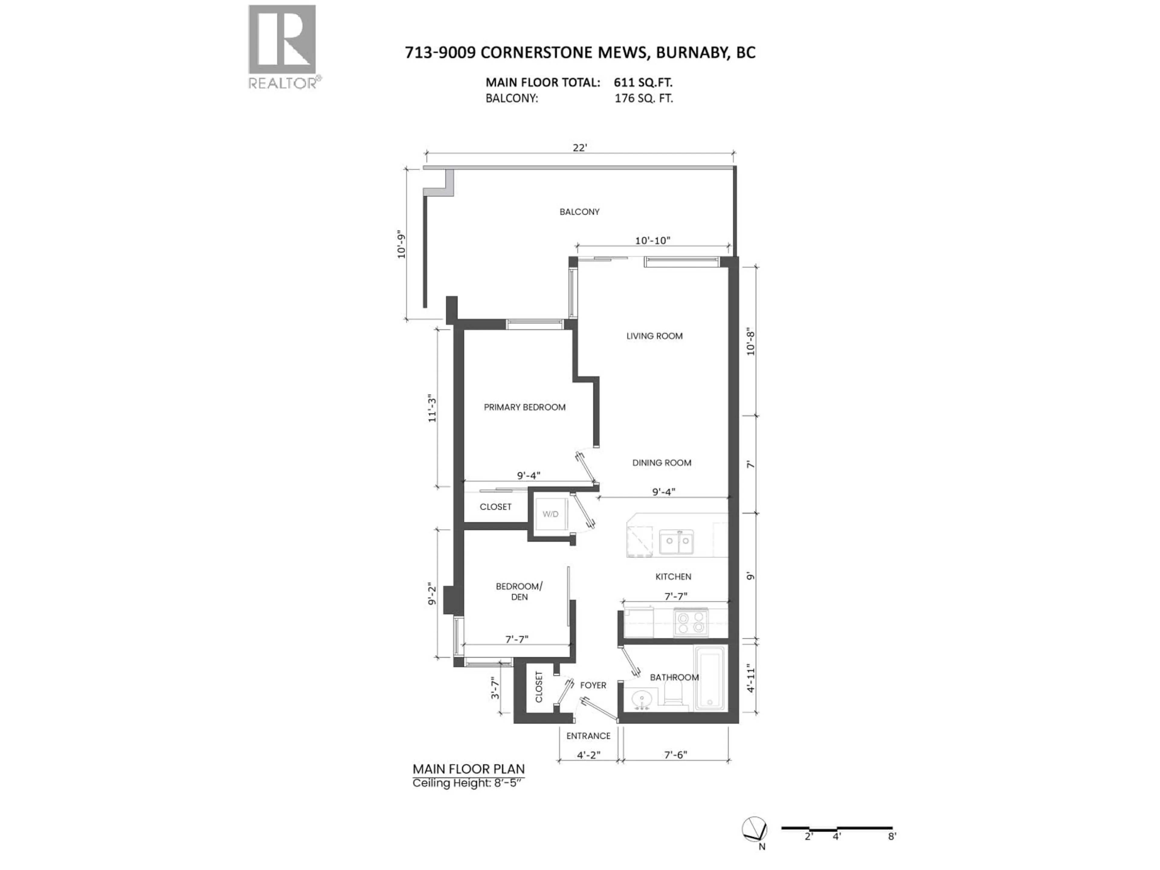 Floor plan for 713 - 9009 CORNERSTONE MEWS, Burnaby British Columbia V5A0B9