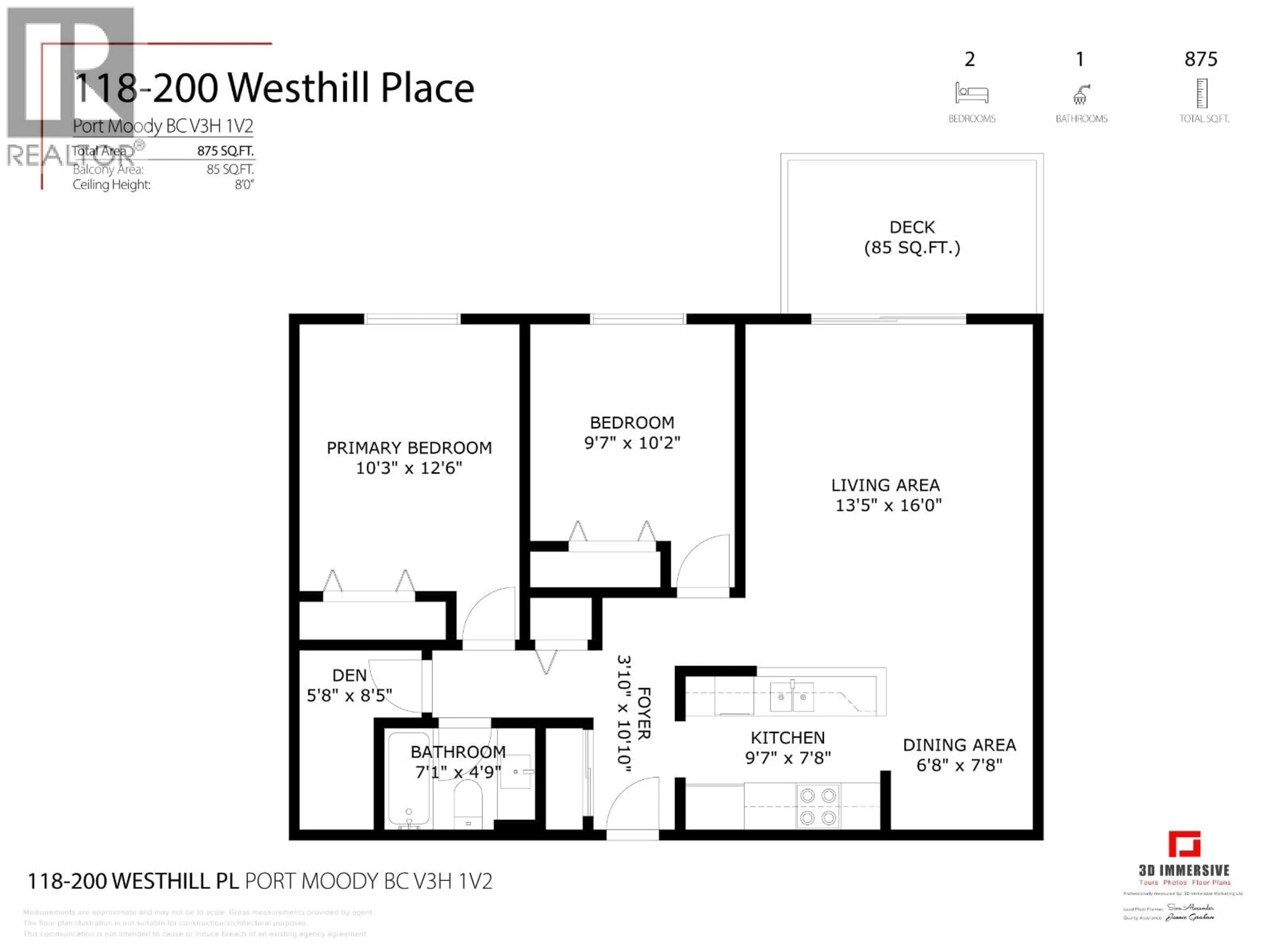 Floor plan for 118 - 200 WESTHILL PLACE, Port Moody British Columbia V3H1V2