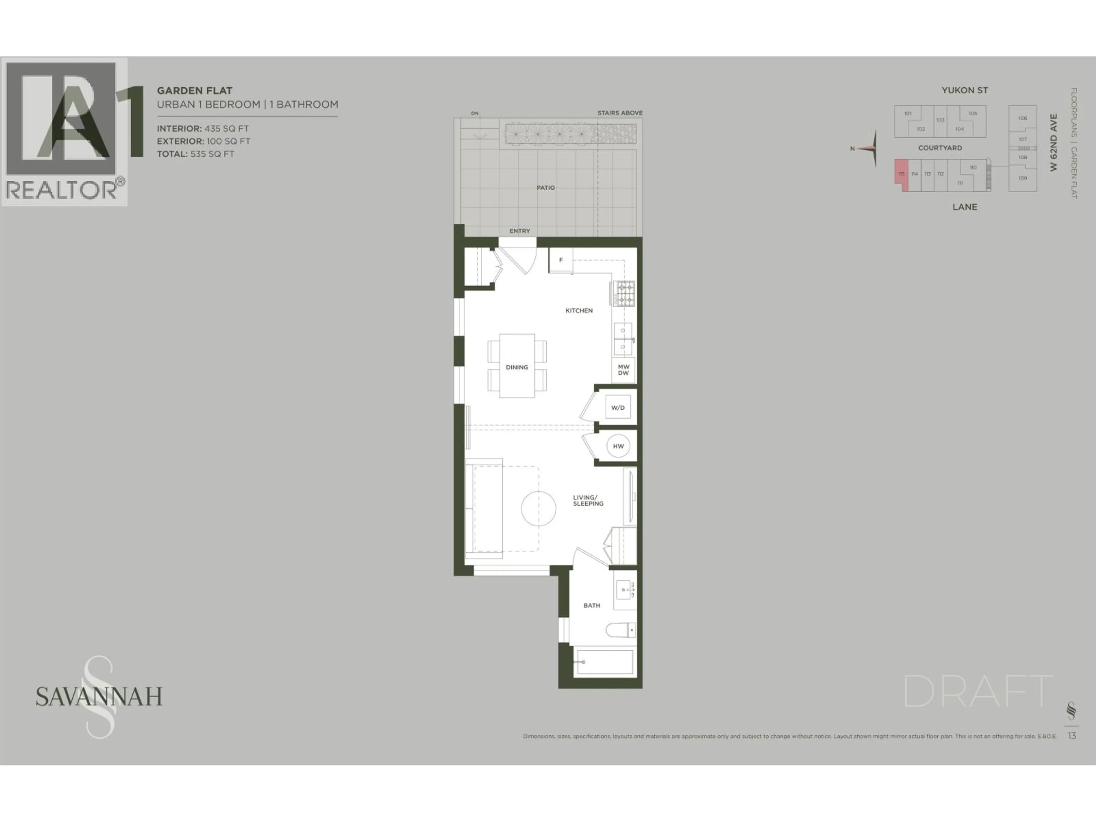 Floor plan for 115 - 7789 YUKON STREET, Vancouver British Columbia V5X2Y4