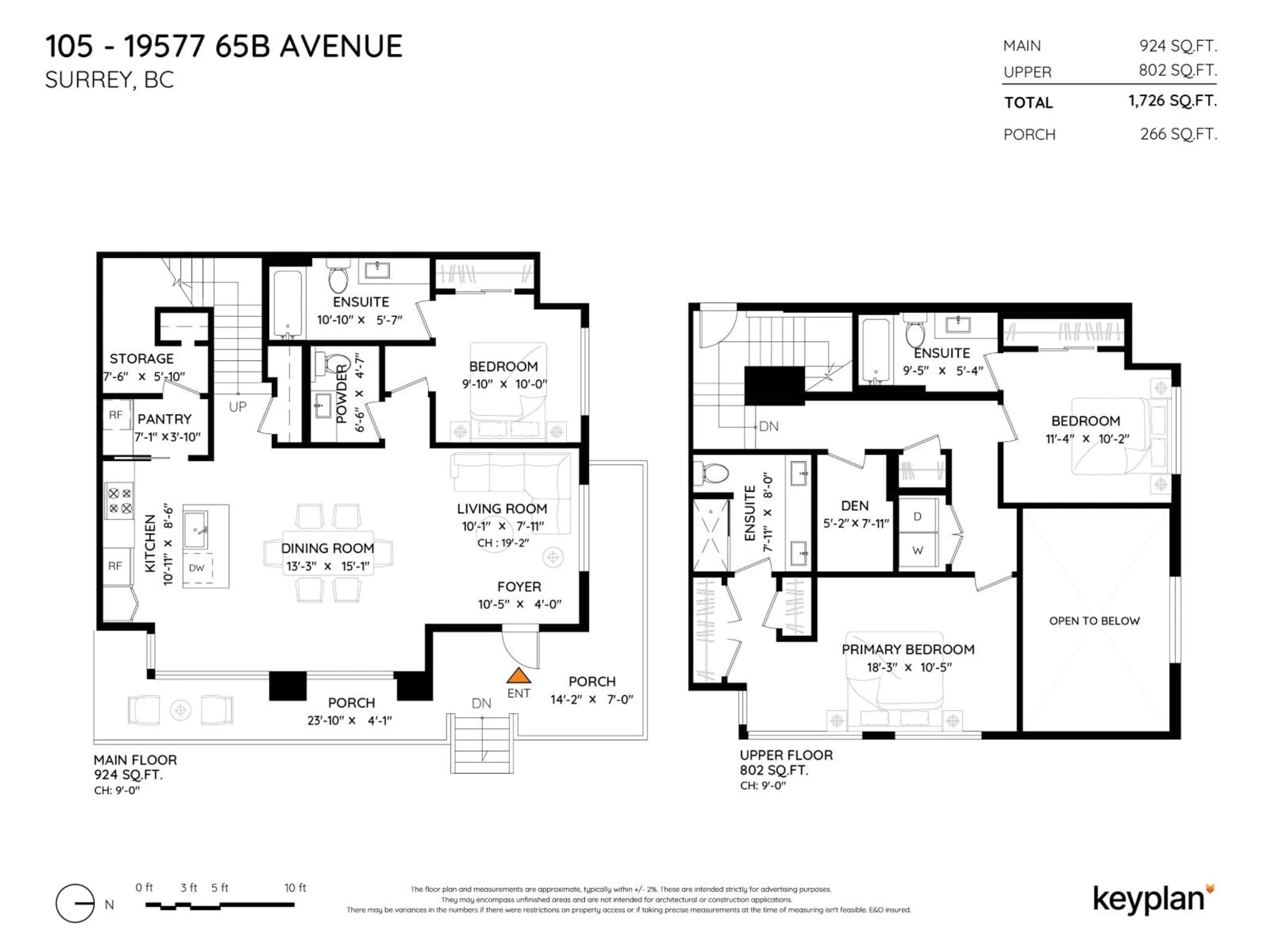 Floor plan for 105 - 19577 65B AVENUE, Surrey British Columbia V4N6Y3