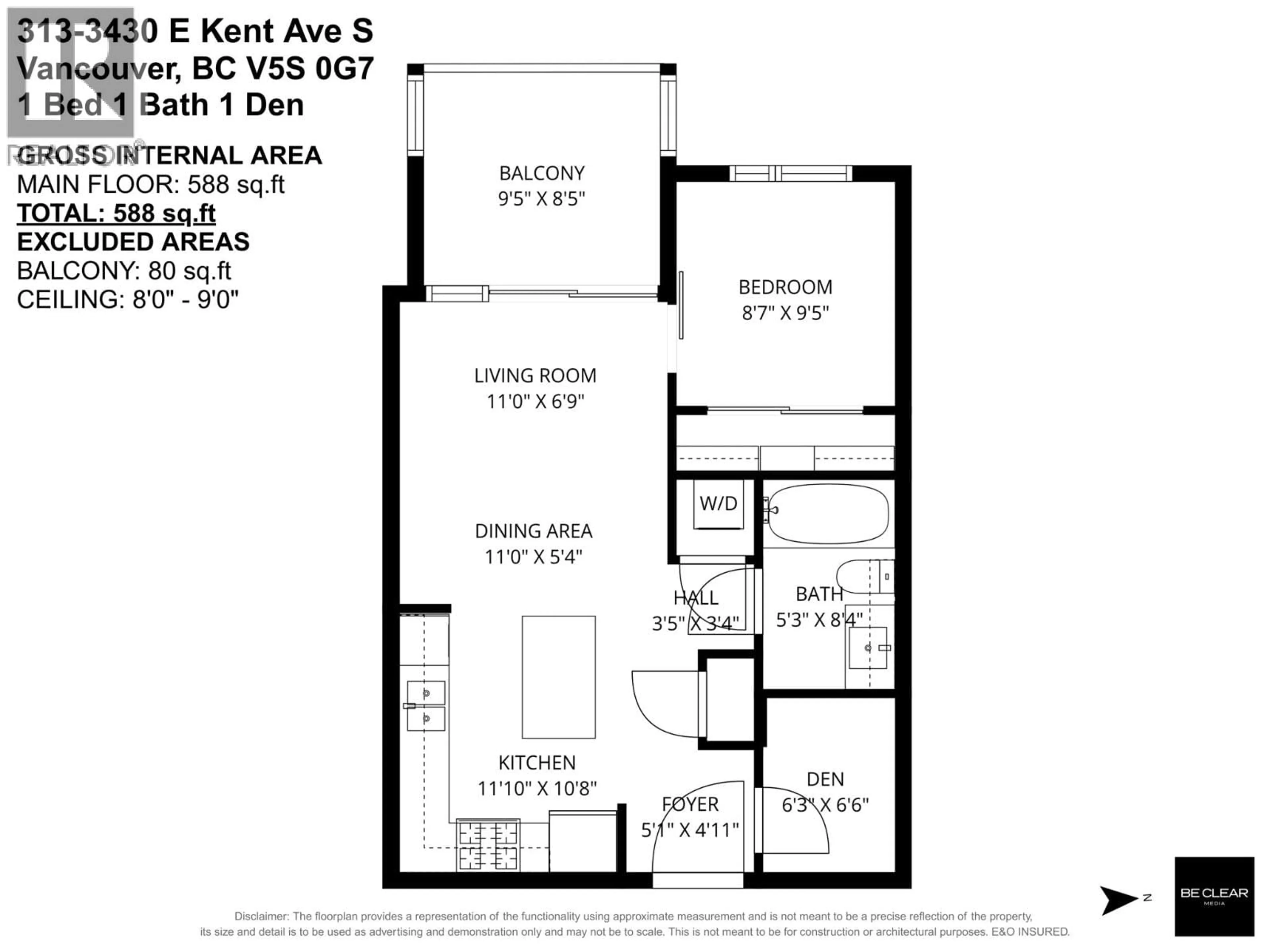 Floor plan for 313 - 3430 KENT AVENUE SOUTH AVENUE, Vancouver British Columbia V5S0G7